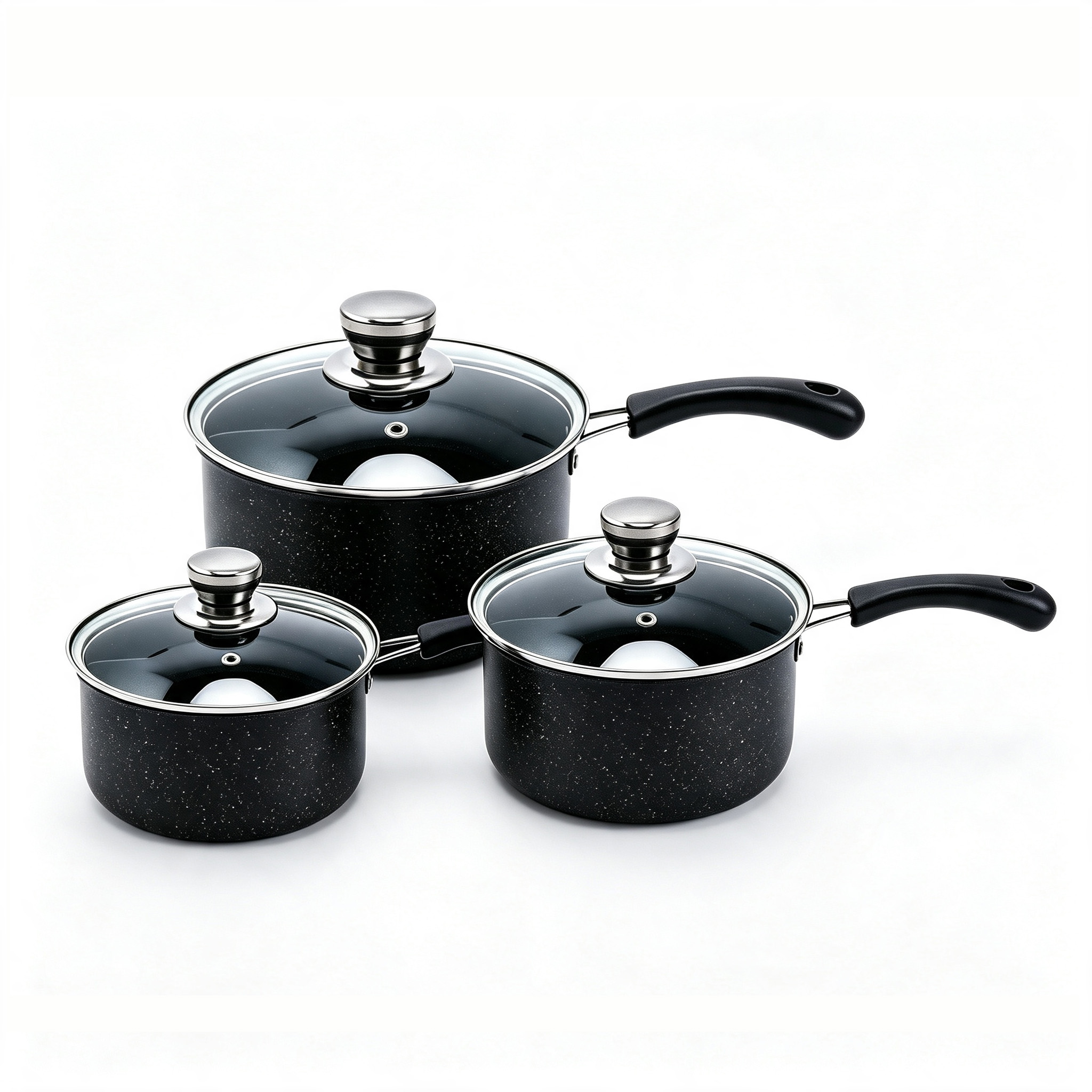 CGUCOOK Black Non-stick Milk Pot 6-piece set, tourmaline non-stick pot, Pure Black small milk pot, baby food pot, multi-functional household hot milk pot, 14-18cm Item Picture