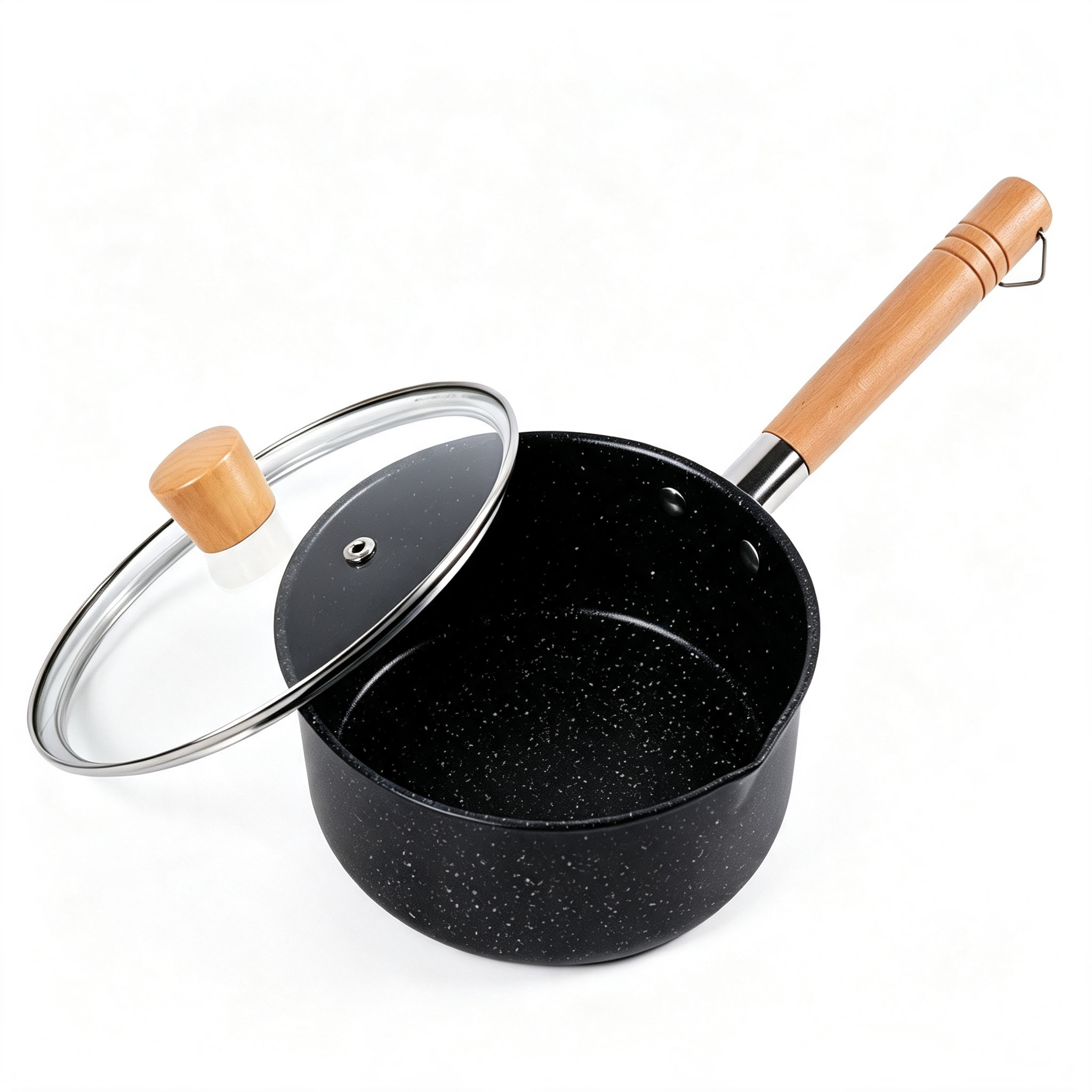 CGUCOOK Pure Black Non-stick Milk Pot, tourmaline non-stick pot, Small milk pot, baby food pot, Multi-functional household hot milk pot, instant noodle milk pot Item Picture