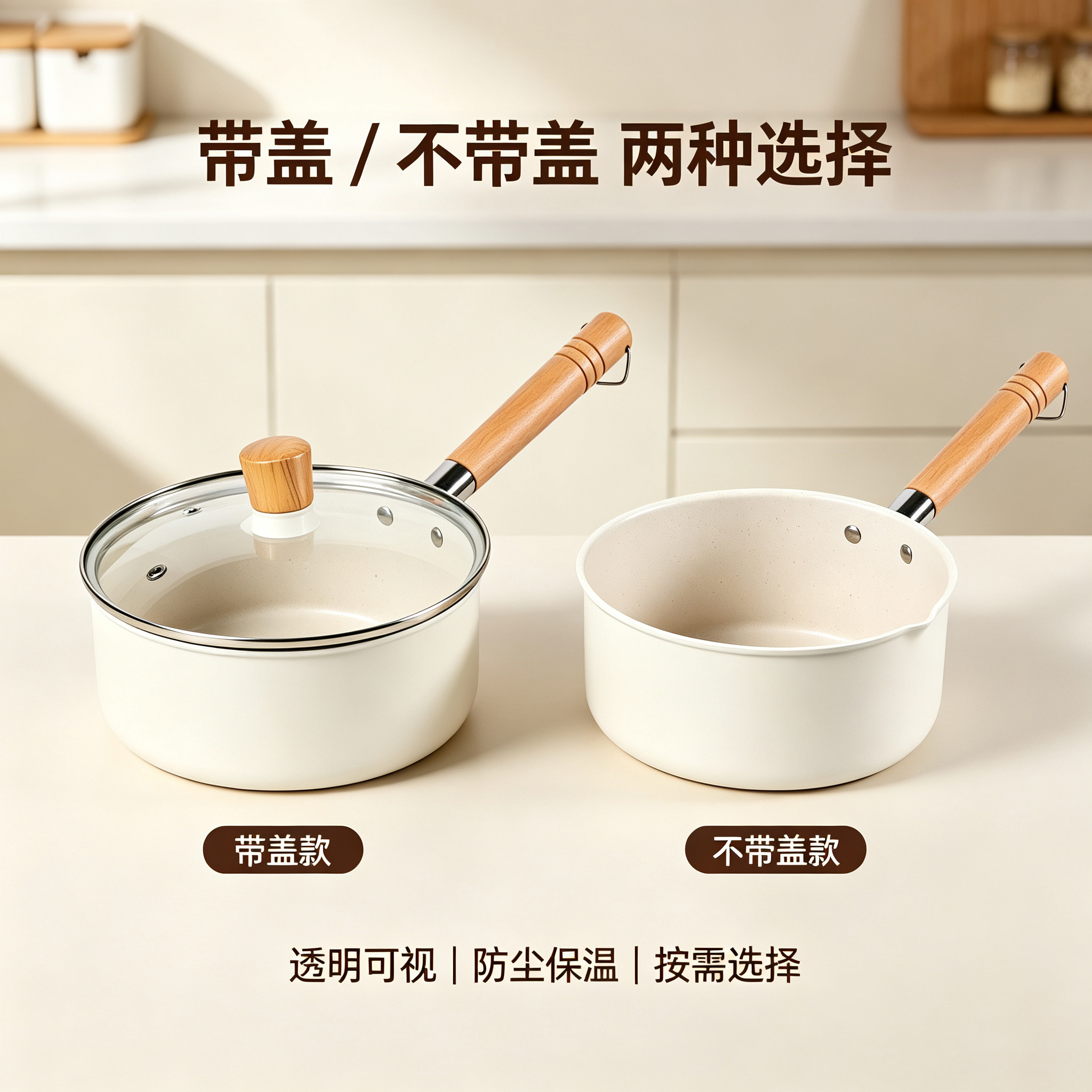CGUCOOK off-white non-stick milk pot, tourmaline non-stick pot, small milk pot, baby food pot, multi-functional household hot milk pot, instant noodle milk pot details Picture