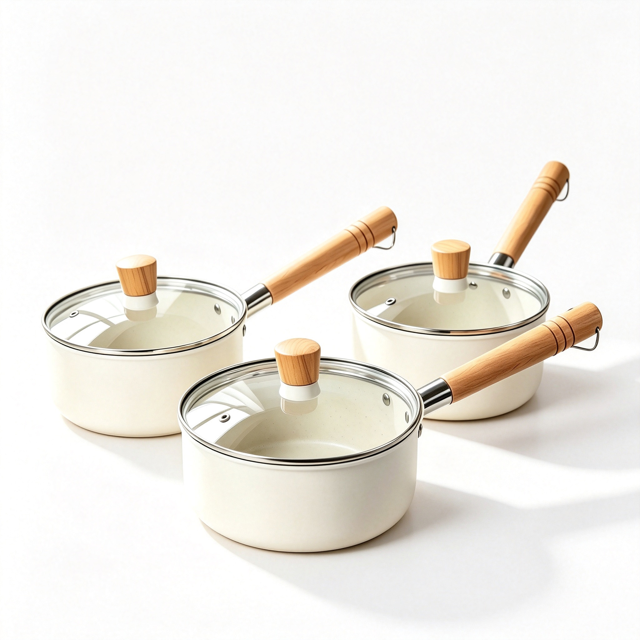 CGUCOOK cocido blanco antiadherente olla de leche 6 piezas juego de piedra de arroz antiaderente olla pequeña olla de leche para bebé multifuncional hogar olla de leche caliente 16-20cm Item Picture