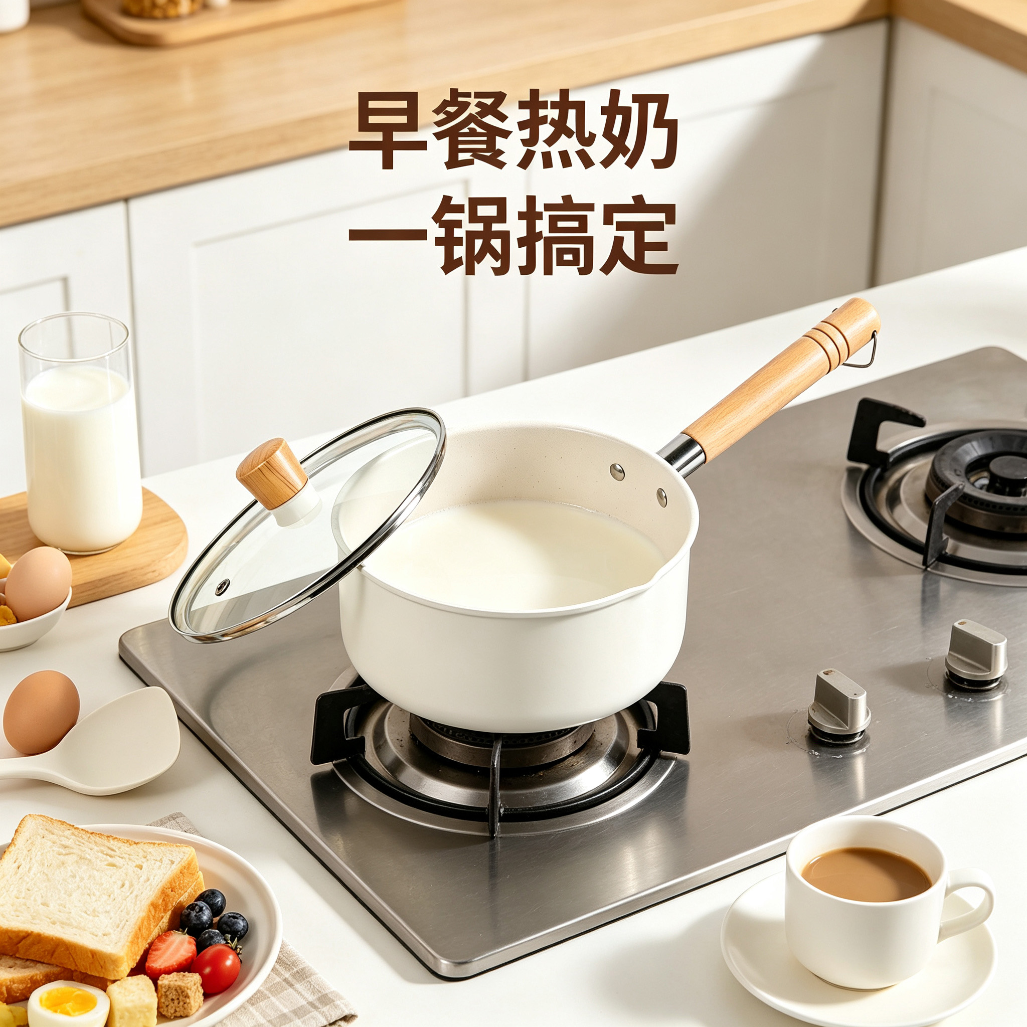 CGUCOOK cocido blanco antiadherente olla de leche 6 piezas juego de piedra de arroz antiaderente olla pequeña olla de leche para bebé multifuncional hogar olla de leche caliente 16-20cm Application Scenario