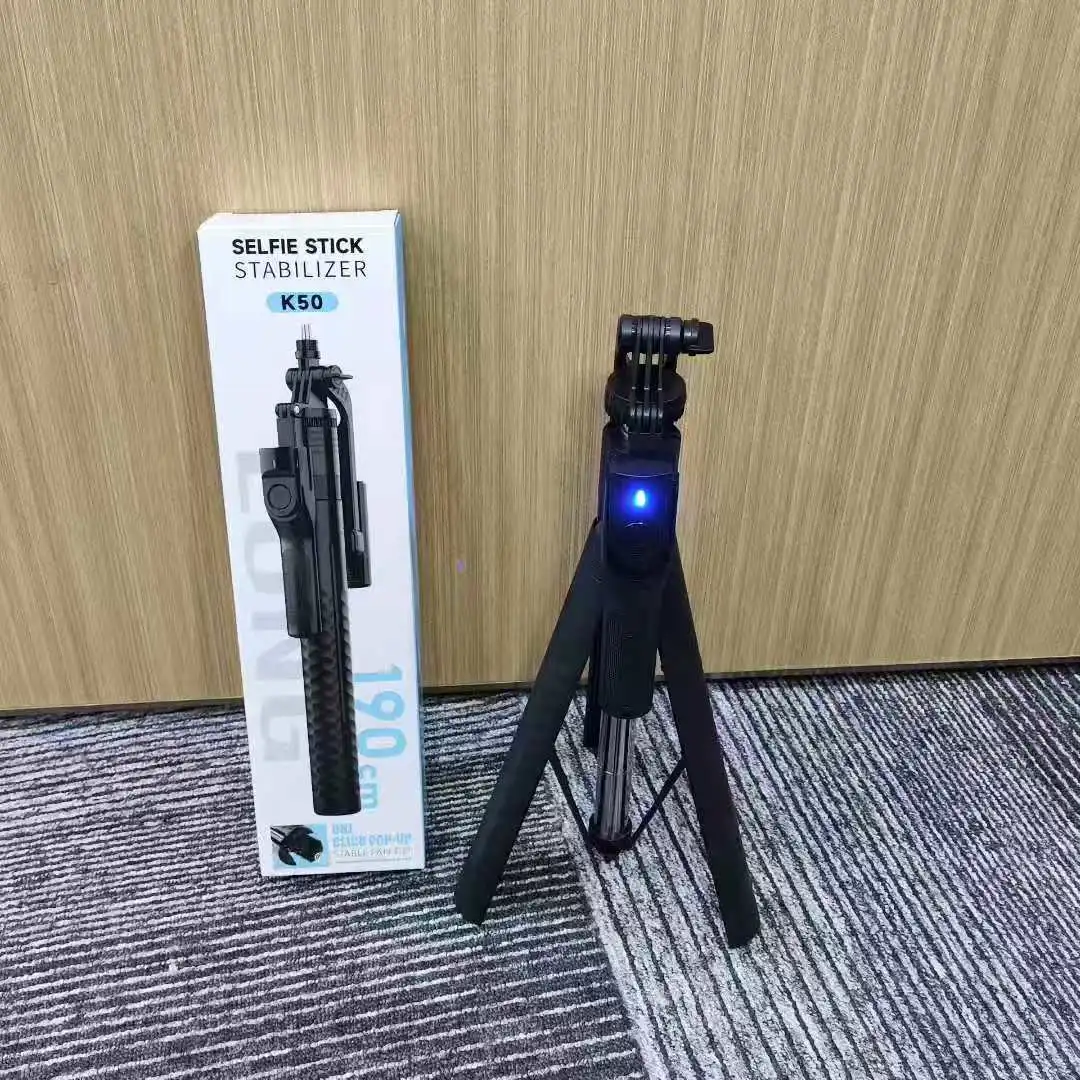 The best-selling K50 mobile phone selfie stick is a universal live streaming ground phone stand with a handheld stable shooting and anti-shake three-legged selfie stick detail image 5