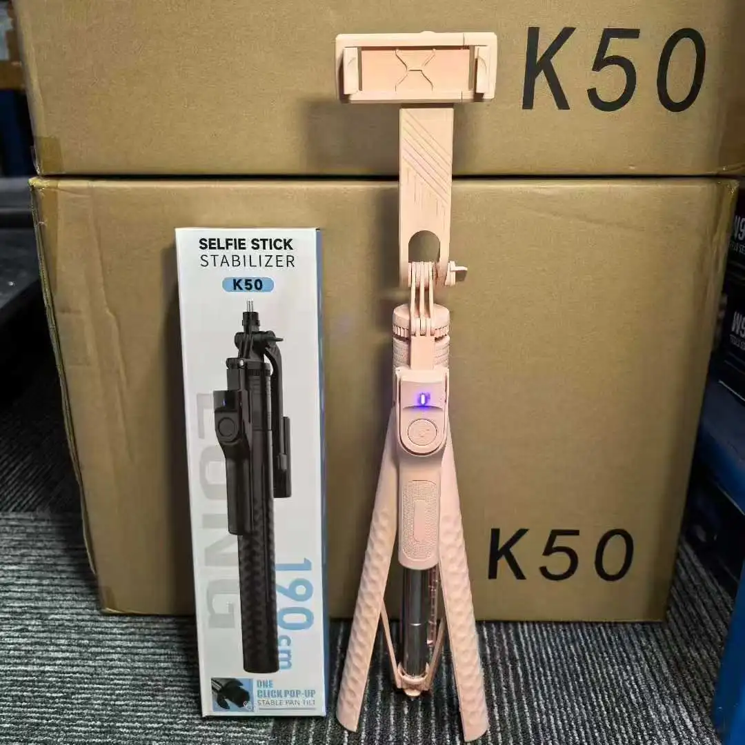 The best-selling K50 mobile phone selfie stick is a universal live streaming ground phone stand with a handheld stable shooting and anti-shake three-legged selfie stick detail image 6
