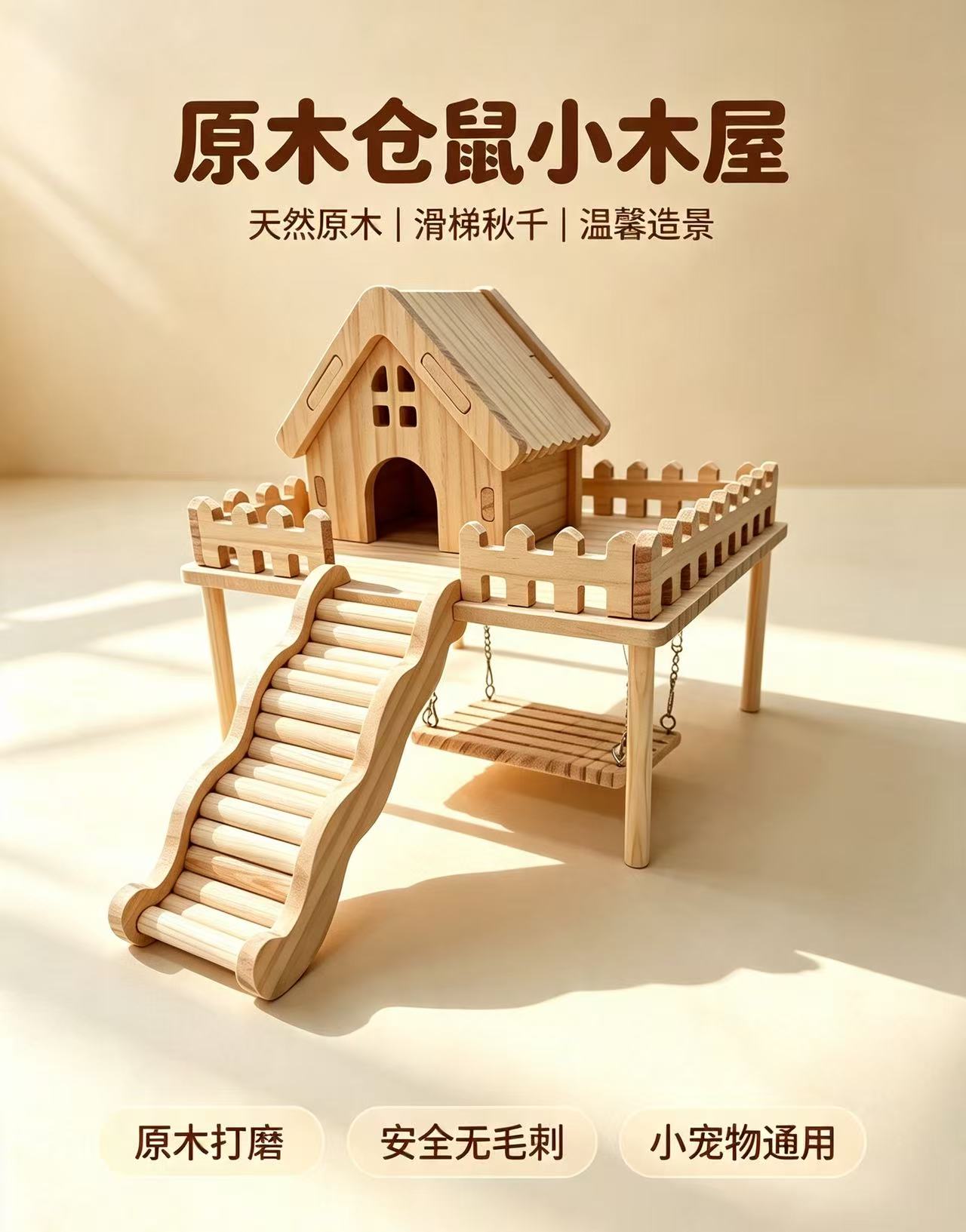 Solid wood parrot play frame, small and medium-sized parrot desktop climbing swing stand, claw grinding interactive toy