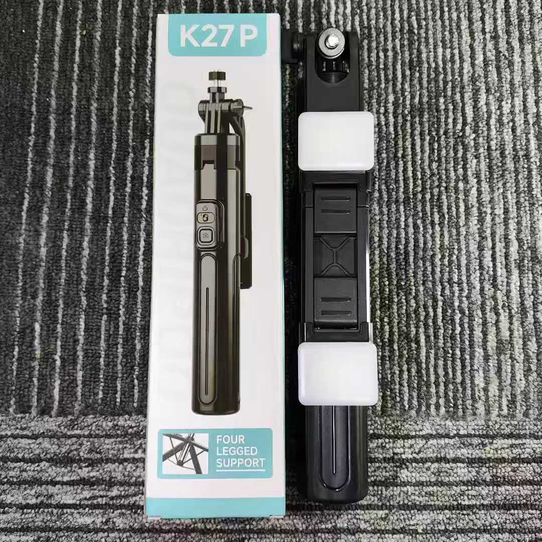 Crossover nuevo teléfono móvil bluetooth selfie stick stand stand stand de mano estabilizador tripode en vivo, k27p details Picture