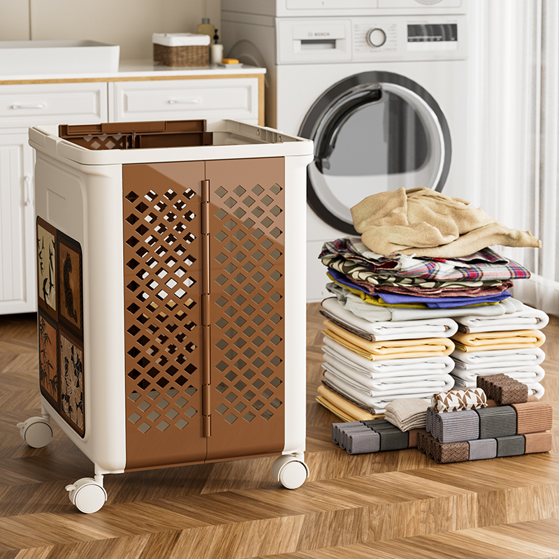 【CL】26Q3#3064 meters white multi-functional storage basket with wheels, hand-held vegetable basket, kitchen organization and storage box, clothes and cleaning supplies storage basket