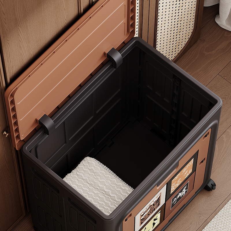 [CL] 26Q3#3065 caja de almacenamiento plegable de plástico con ruedas caja de almacenamiento espesada caja organizadora caja de almacenamiento para el hogar details Picture