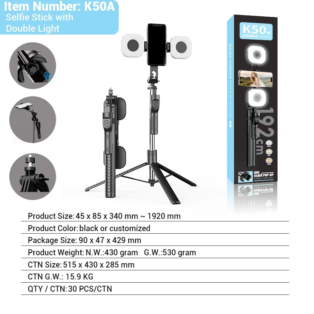The best-selling K50 mobile phone selfie stick is a universal live streaming ground phone stand with a handheld stable shooting and anti-shake three-legged selfie stick detail image 9