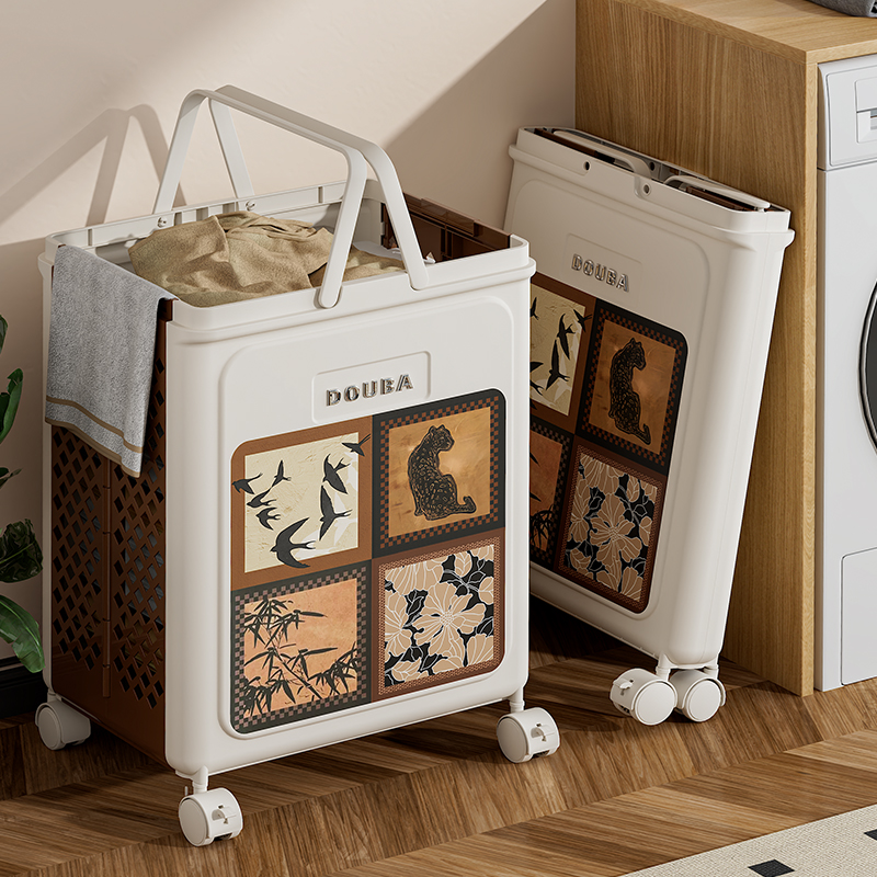 【CL】26Q3#3064 meters white multi-functional storage basket with wheels, hand-held vegetable basket, kitchen organization and storage box, clothes and cleaning supplies storage basket Application Scenario