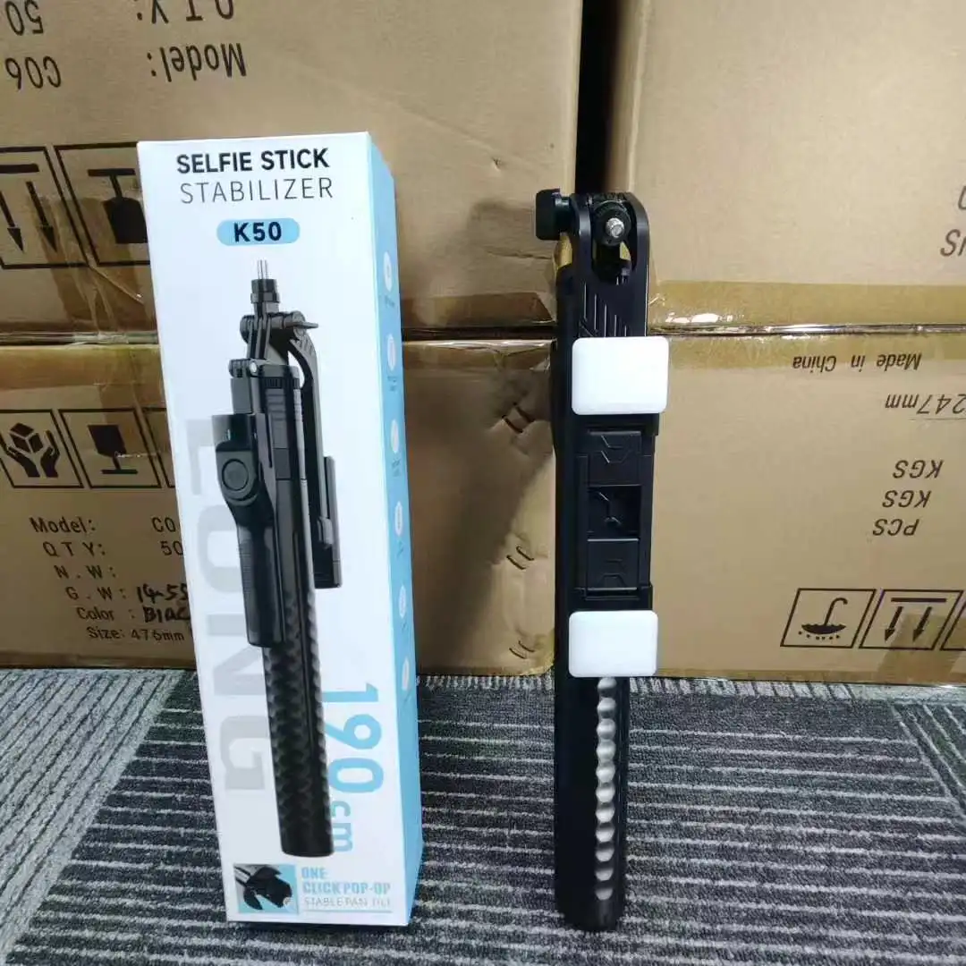 The best-selling K50 mobile phone selfie stick is a universal live streaming ground phone stand with a handheld stable shooting and anti-shake three-legged selfie stick detail image 7