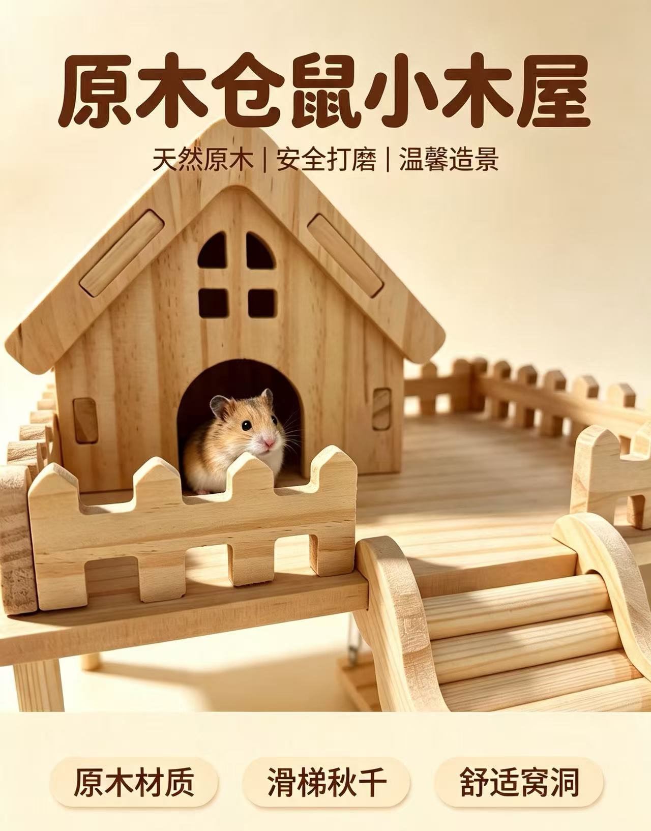 Solid wood parrot play frame, small and medium-sized parrot desktop climbing swing stand, claw grinding interactive toy details Picture