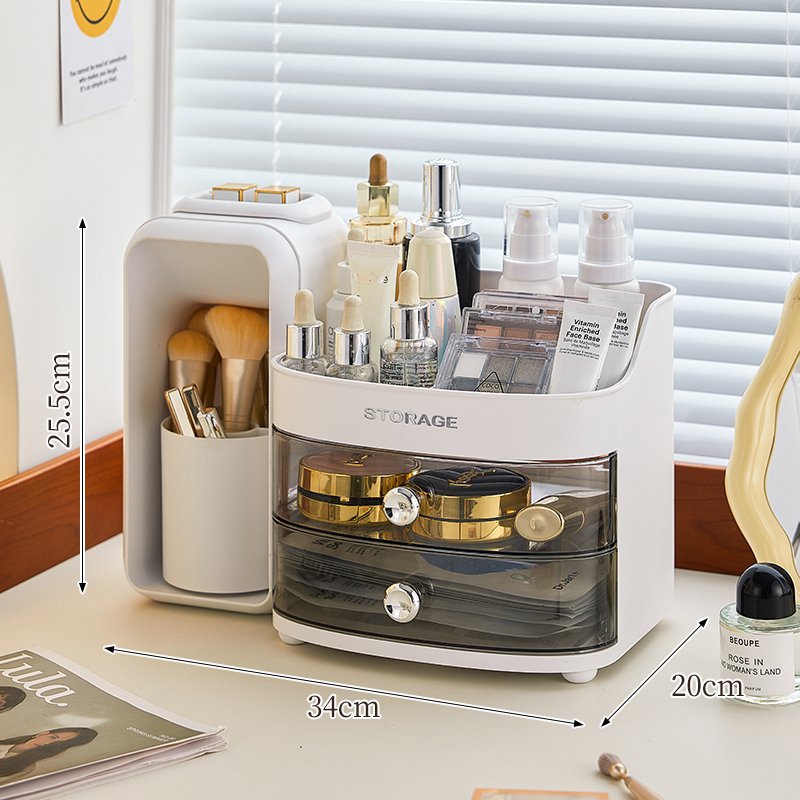【CL】26Q3#3096 Desktop Storage Box, Multi-layer acrylic cosmetic storage box, desktop organizing and partitioning box, storage box Specification image