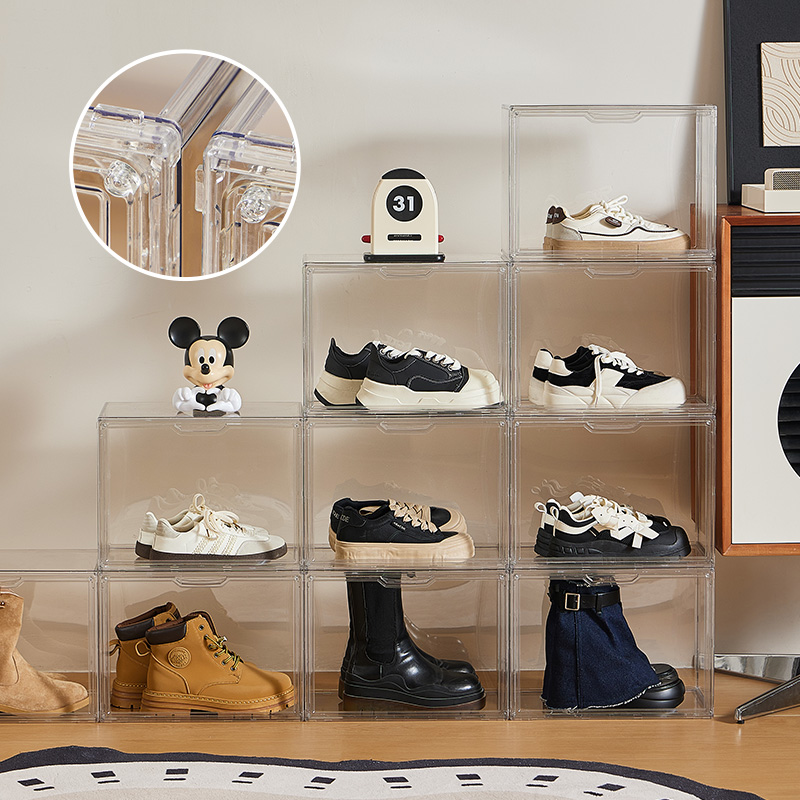 【CL】26Q3#3090 Transparent acrylic shoe box storage rack, suitable for shoe folding cabinets, organizing boxes and home storage boxes Specification image