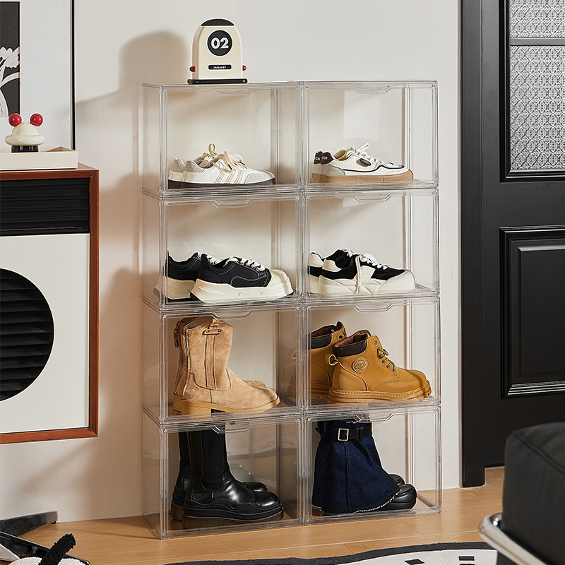 [CL] 26Q3#3090 marco de almacenamiento de caja de zapatos de acrílico transparente para zapatos adecuados gabinete plegable organizador caja de almacenamiento para el hogar