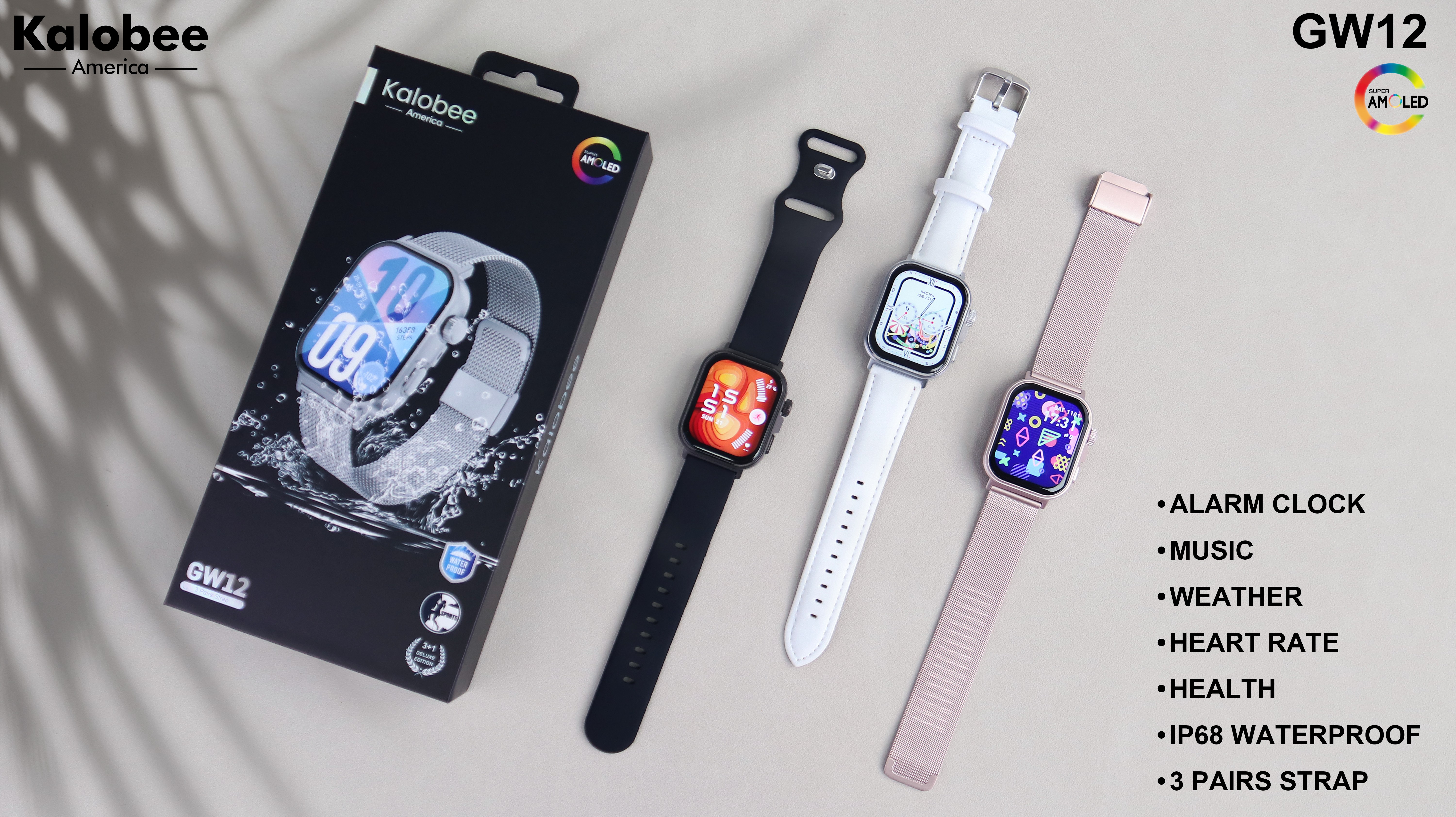 GW12 frecuencia cardíaca sueño oxígeno sangre respiración entrenamiento bluetooth llamada wechat SMS software información notificación recepción reloj inteligente adecuado para adolescentes multi-idioma múltiples modos deportivos colección de datos deportivos reloj inteligente Specification image
