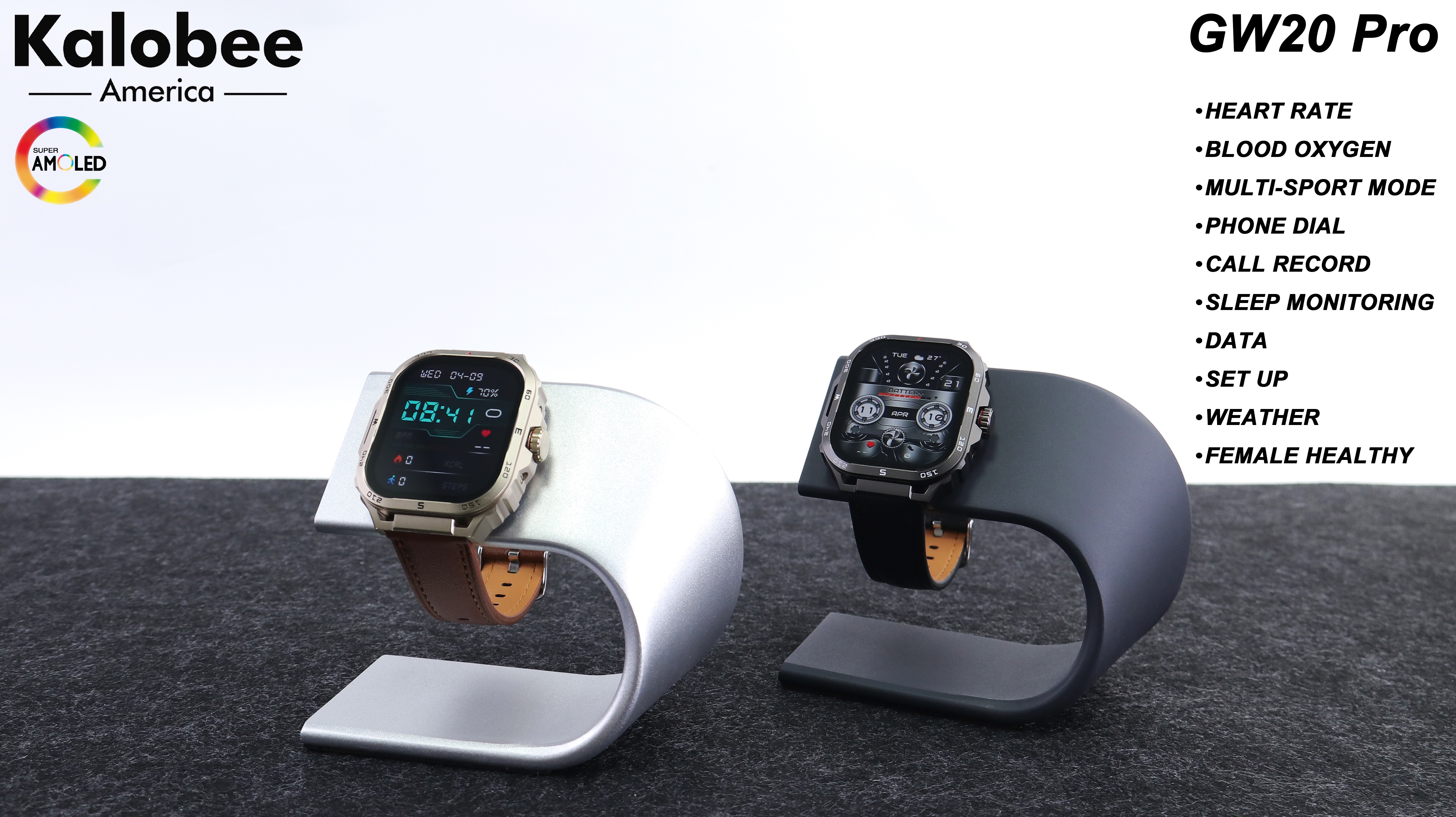 GW20 Heart rate, sleep, blood oxygen, breathing training, Bluetooth call, wechat, SMS, software, information notification receiving, smartwatch suitable for teenagers, multiple languages, various sports modes, sports data collection smartwatch