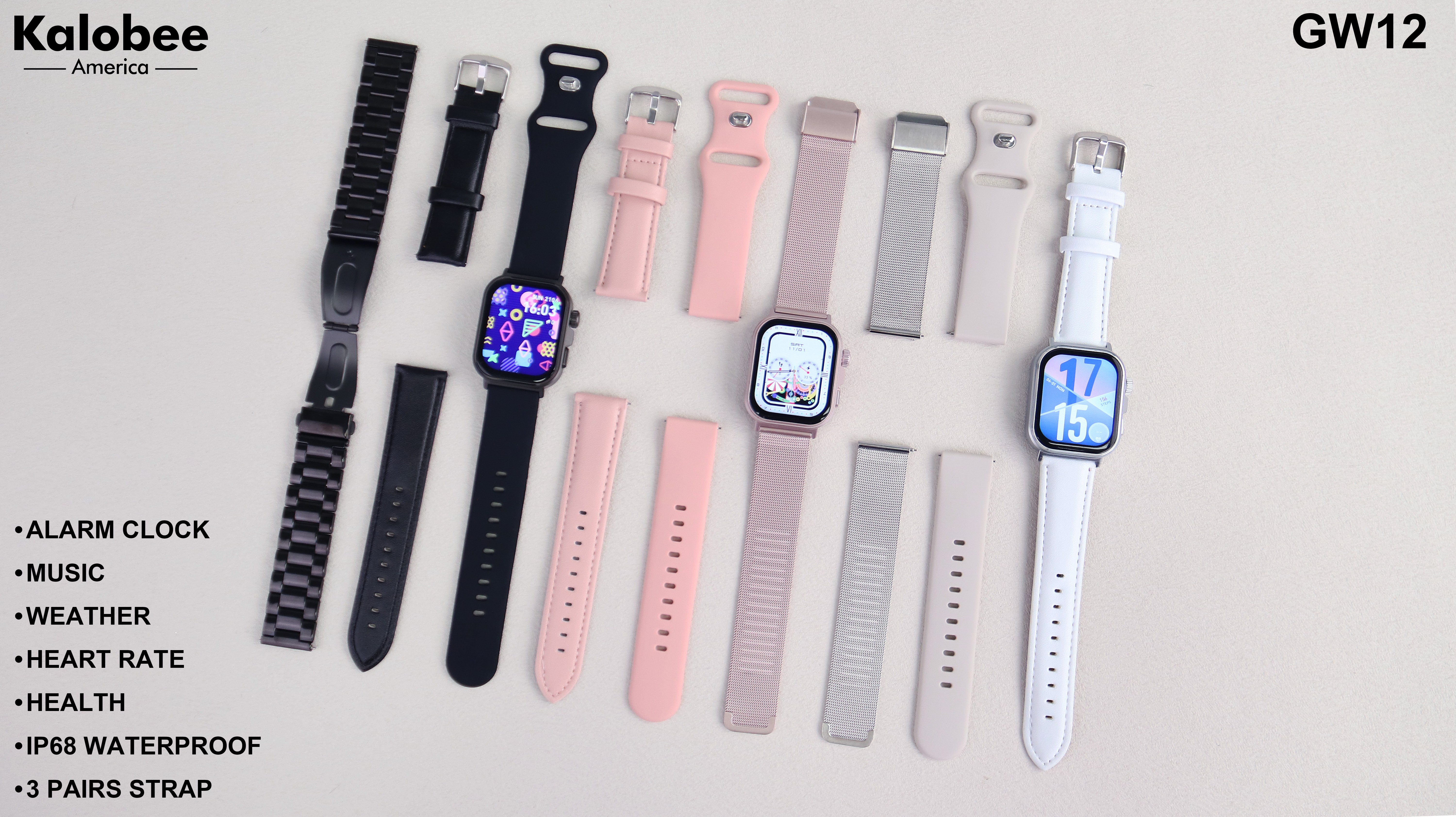 GW12 frecuencia cardíaca sueño oxígeno sangre respiración entrenamiento bluetooth llamada wechat SMS software información notificación recepción reloj inteligente adecuado para adolescentes multi-idioma múltiples modos deportivos colección de datos deportivos reloj inteligente details Picture