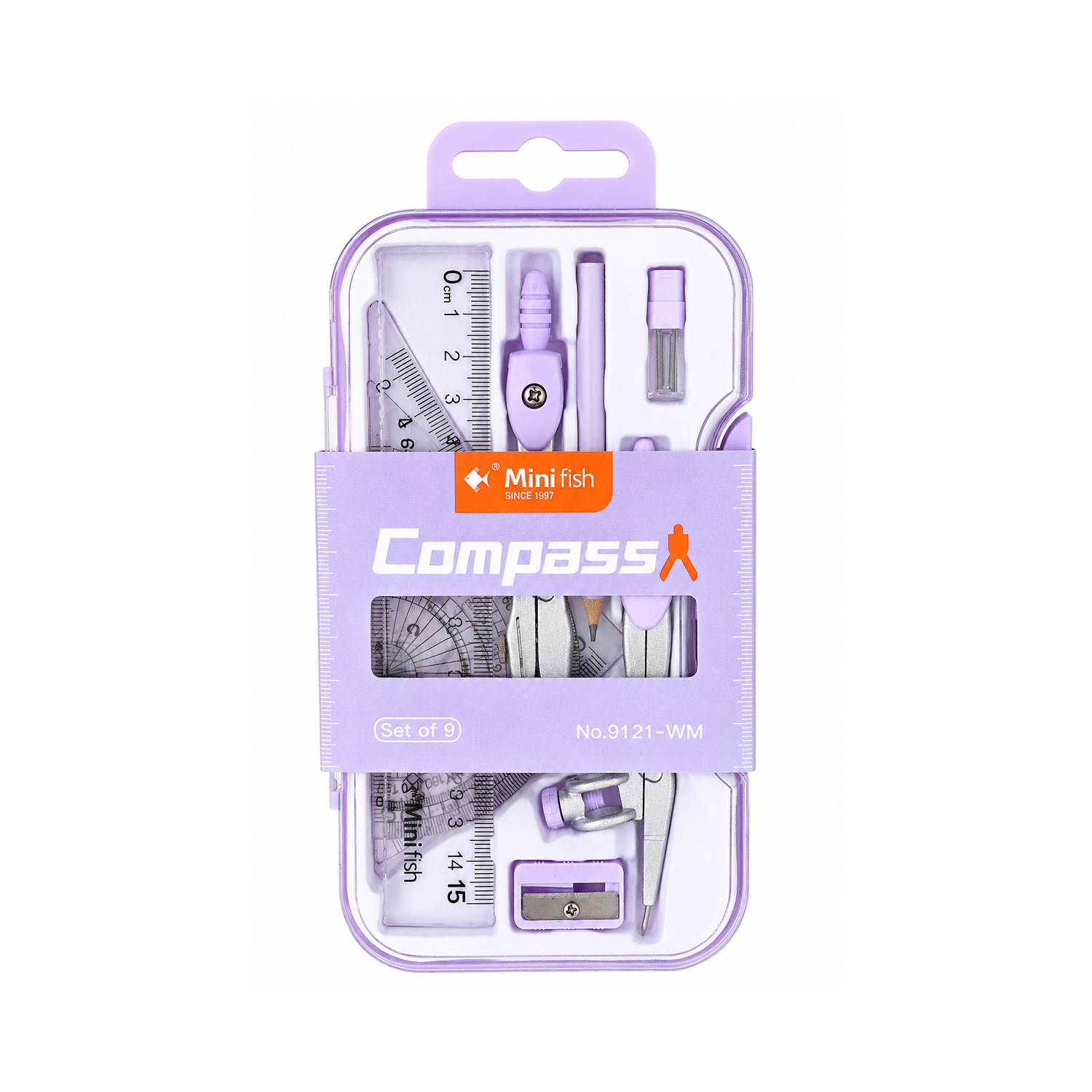 Wholesale of Xiaoyu 'er 9120/9121 Portable Box Set of Nine-piece Compass and Ruler Stationery for Primary and Secondary School Students' exams and geometric drawing Item Picture