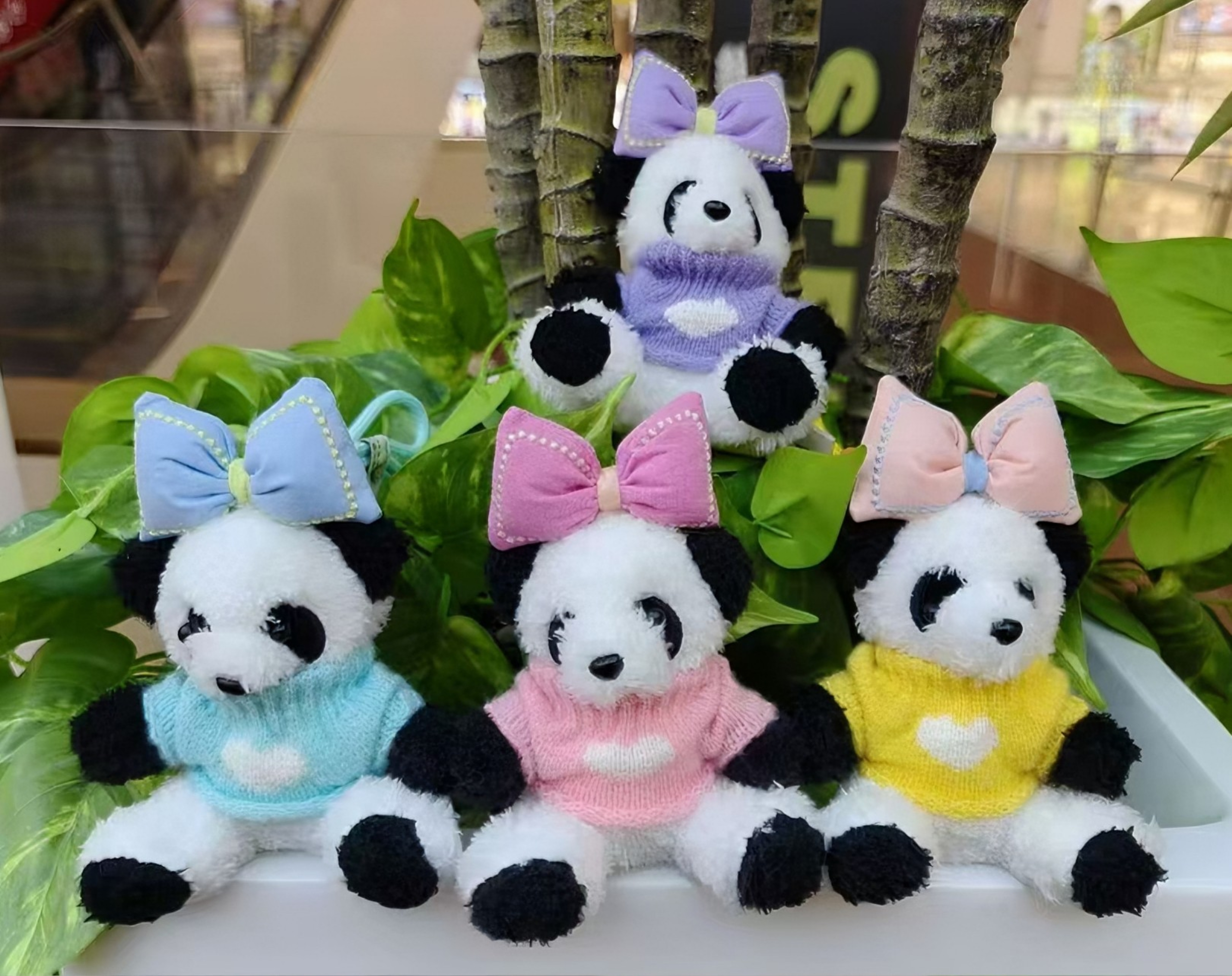 Panda plush colgante llavero emulación peluche oso colgante mochila escolar Application Scenario