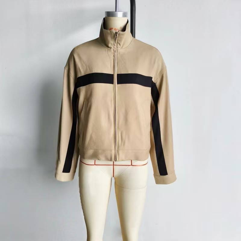 Cross border europa y américa mujeres 2026 nuevo suelto casual deportes cuello alto manga larga color de percusión cremallera chaqueta abrigo Item Picture