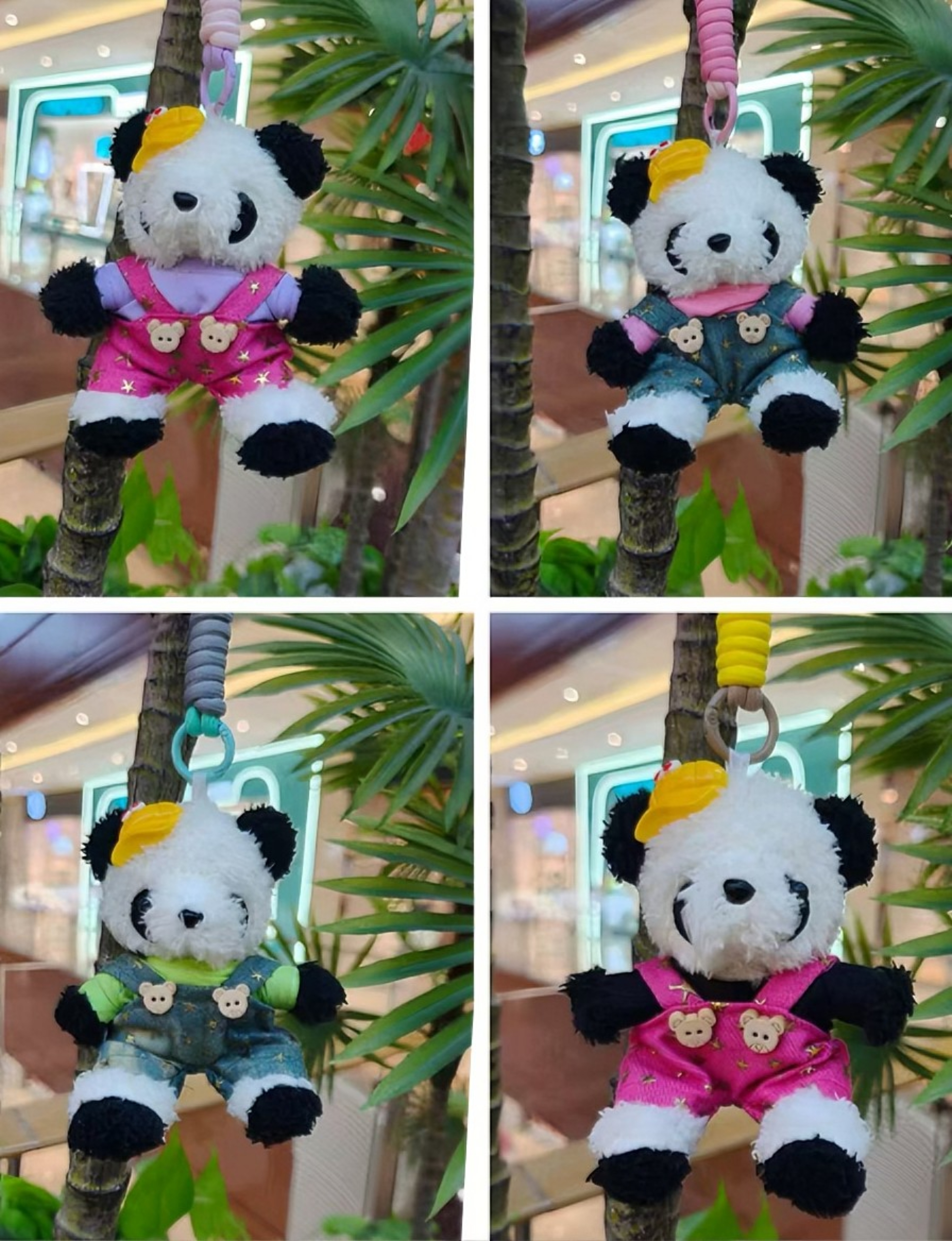 Panda peluche llavero muñeca llavero colgante simulación muñeca lindo colgante de bolsa de escuela pequeña Item Picture