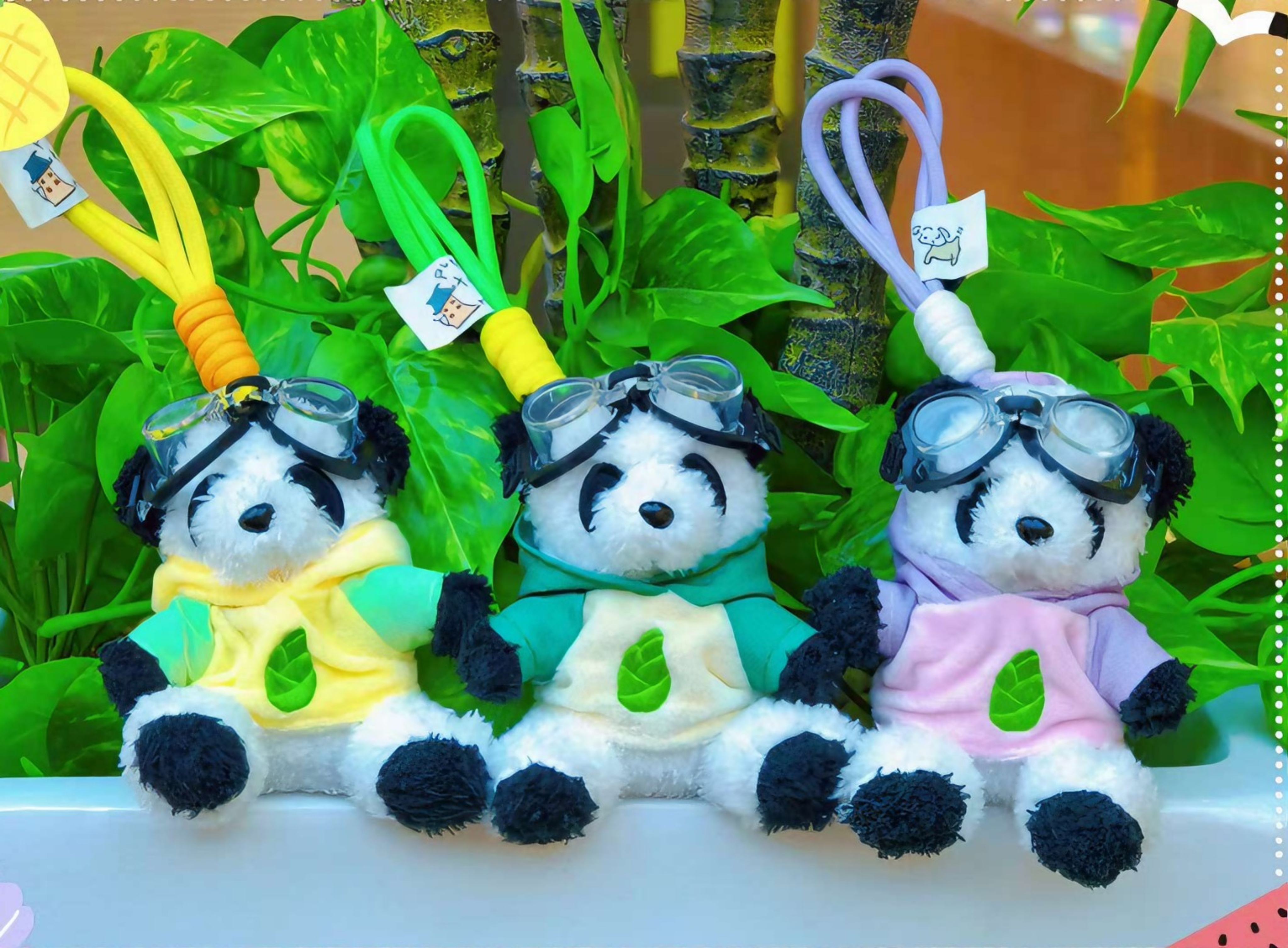 Panda plush colgante llavero emulación peluche oso colgante mochila escolar