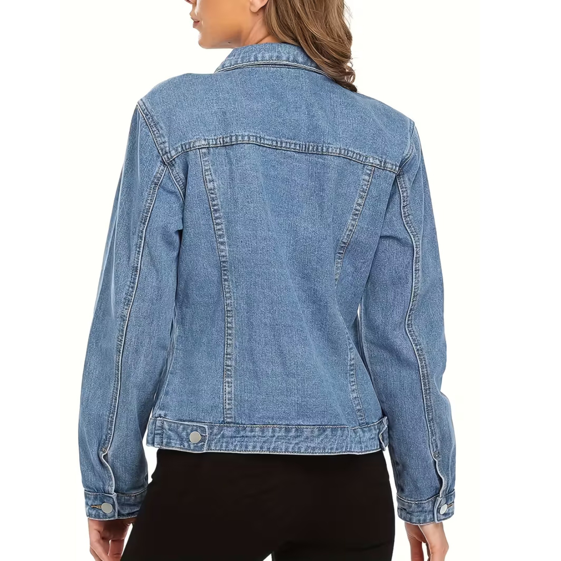 Modelo de versión suelta con bolsillo de solapa, manga larga, adecuado para primavera/otoño, estilo minimalista denim exterior undefined