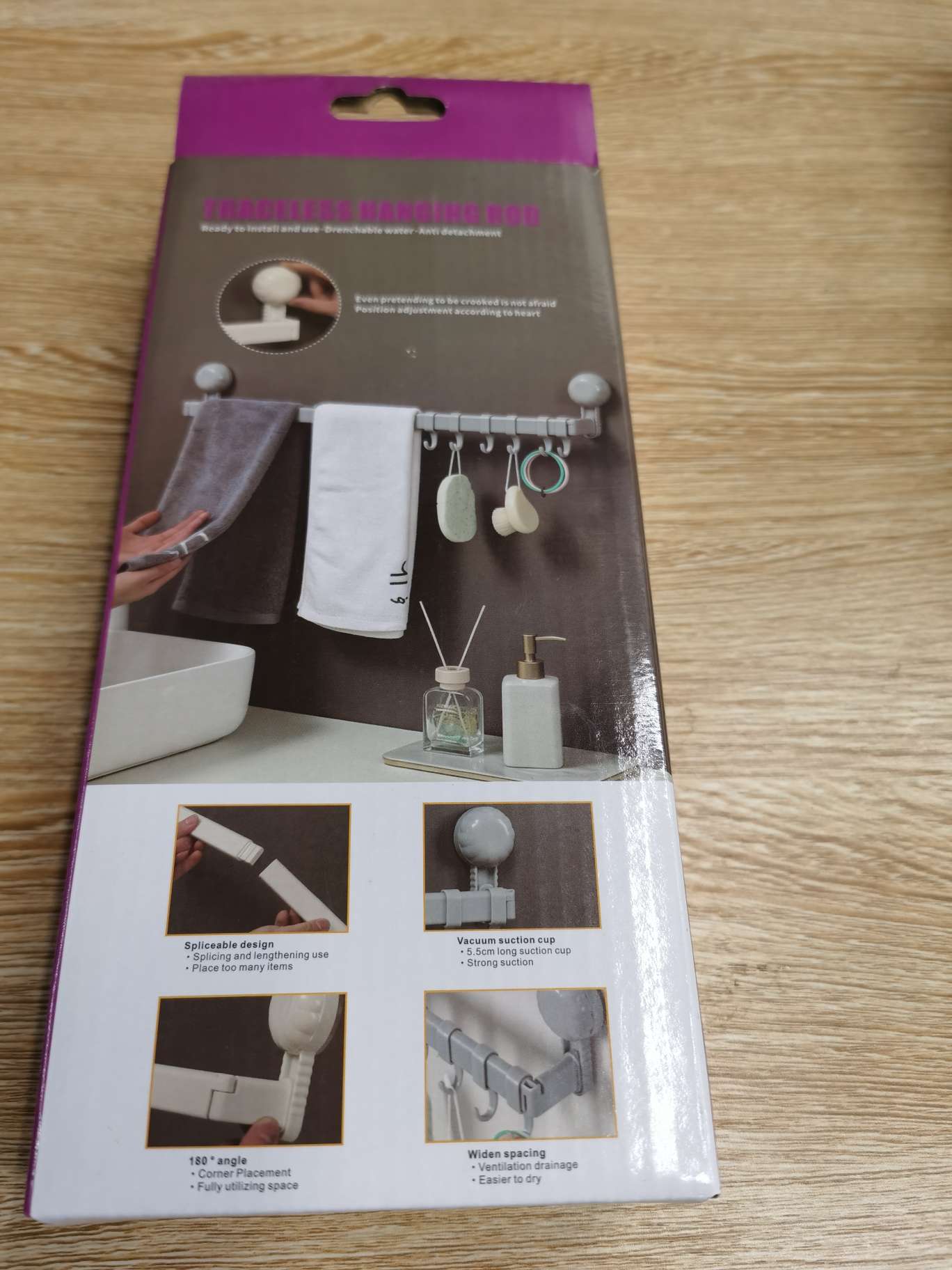 Wall-mounted folding storage rack, bathroom body wash, non-drilling storage rack, traceless hook, traceless folding storage box detail image 8