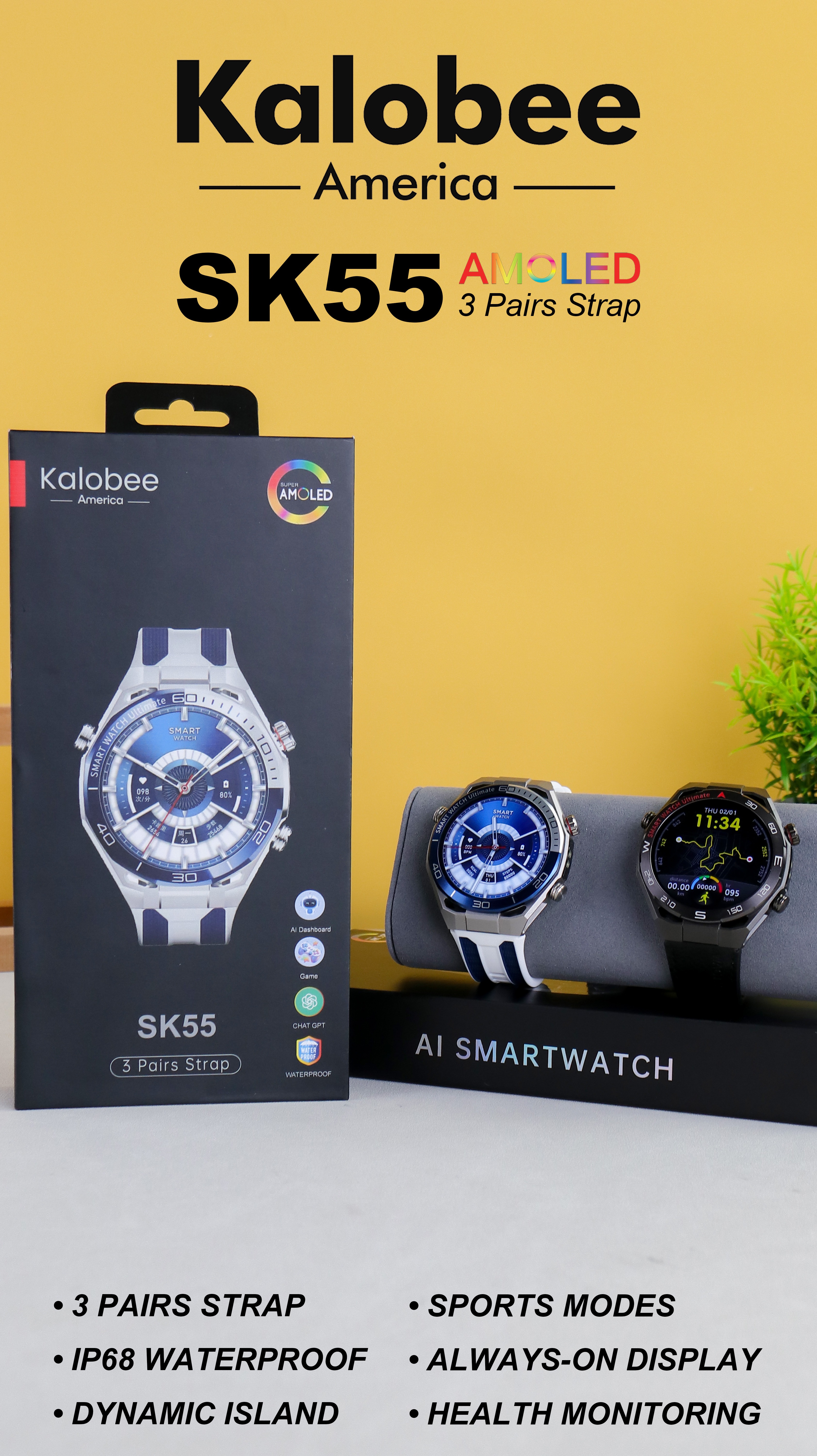 SK55 Heart rate, sleep, blood oxygen, breathing training, Bluetooth call, wechat, SMS, software, information notification receiving, smartwatch suitable for teenagers, multiple languages, various sports modes, sports data collection smartwatch