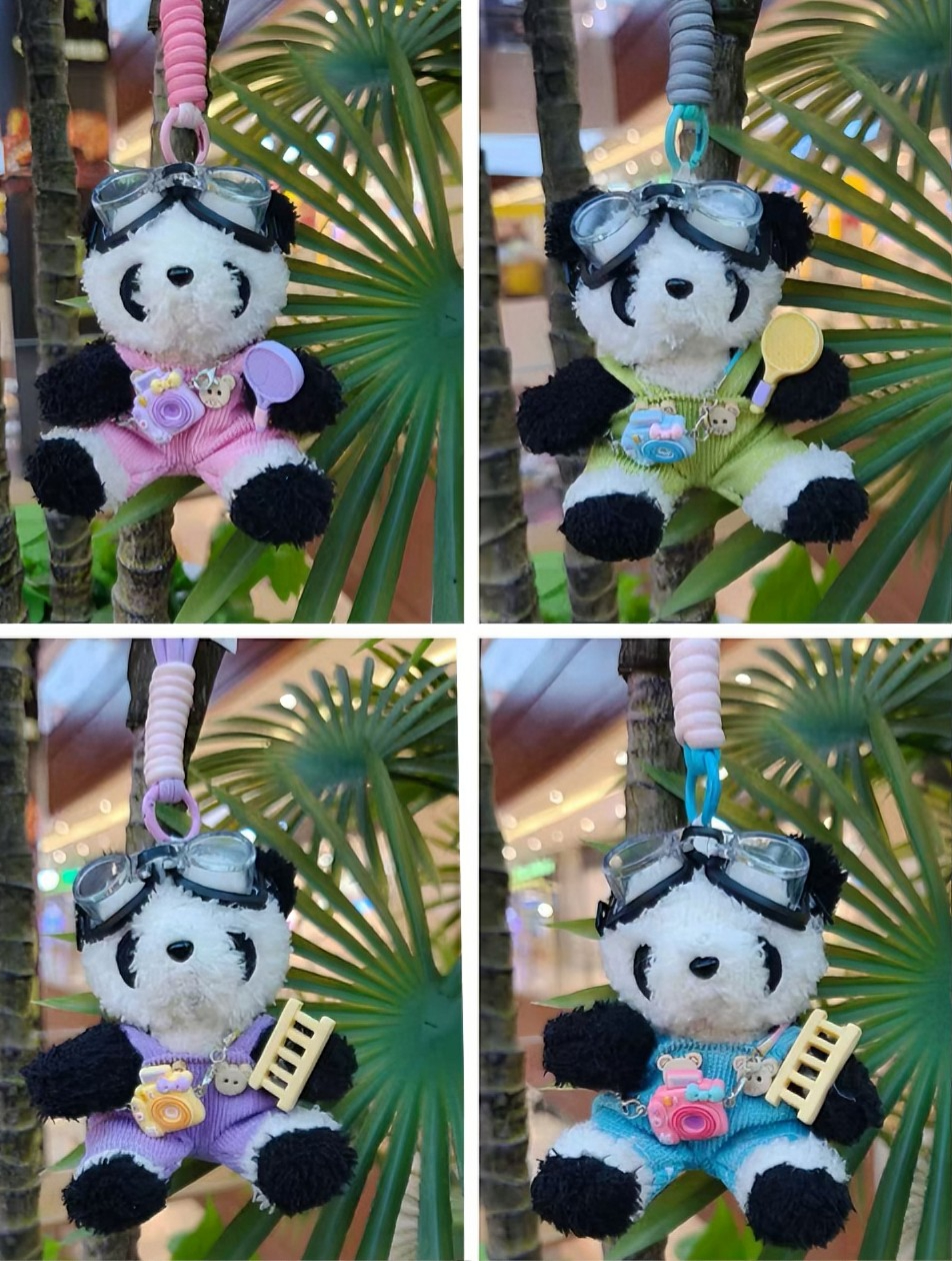 Panda peluche llavero muñeca llavero colgante simulación muñeca lindo colgante de bolsa de escuela pequeña details Picture