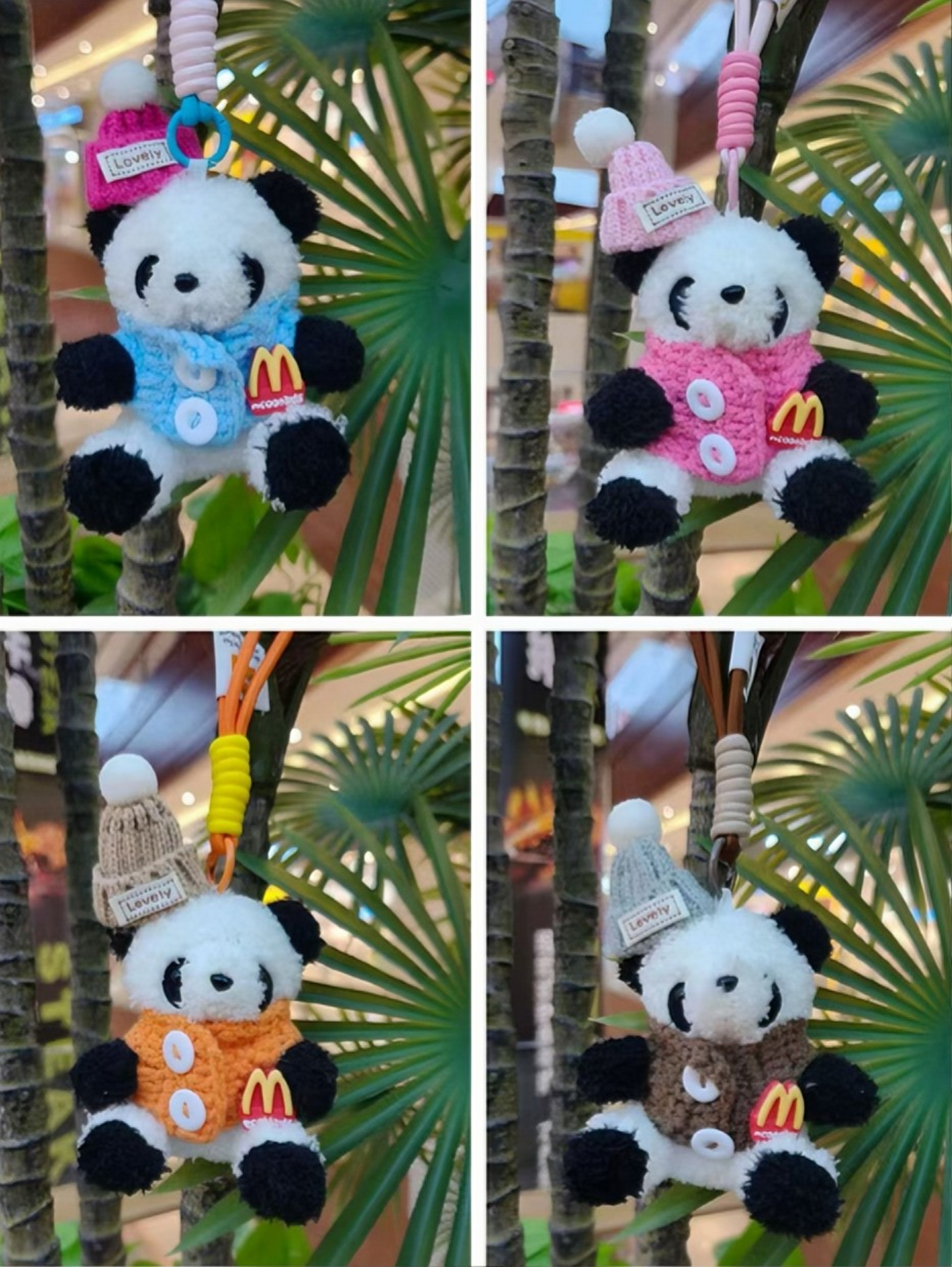 Panda peluche llavero muñeca llavero colgante simulación muñeca lindo colgante de bolsa de escuela pequeña
