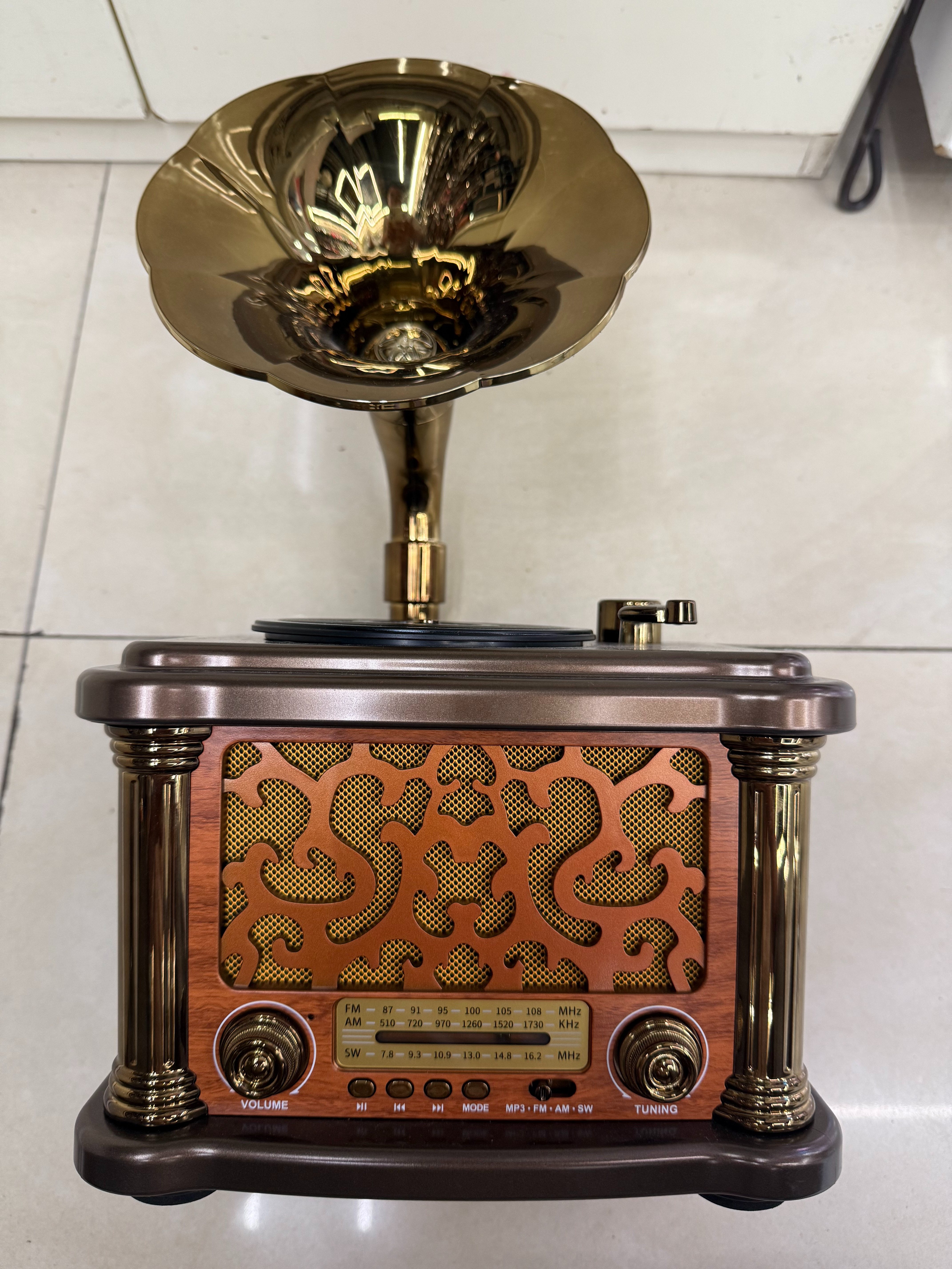 FX-2503BT, FX-2505BT vintage radio, Bluetooth speaker, wood grain, multi-band, multi-functional desktop decoration, phonograph shape, playing music, suitable for gifting to the elderly Specification image