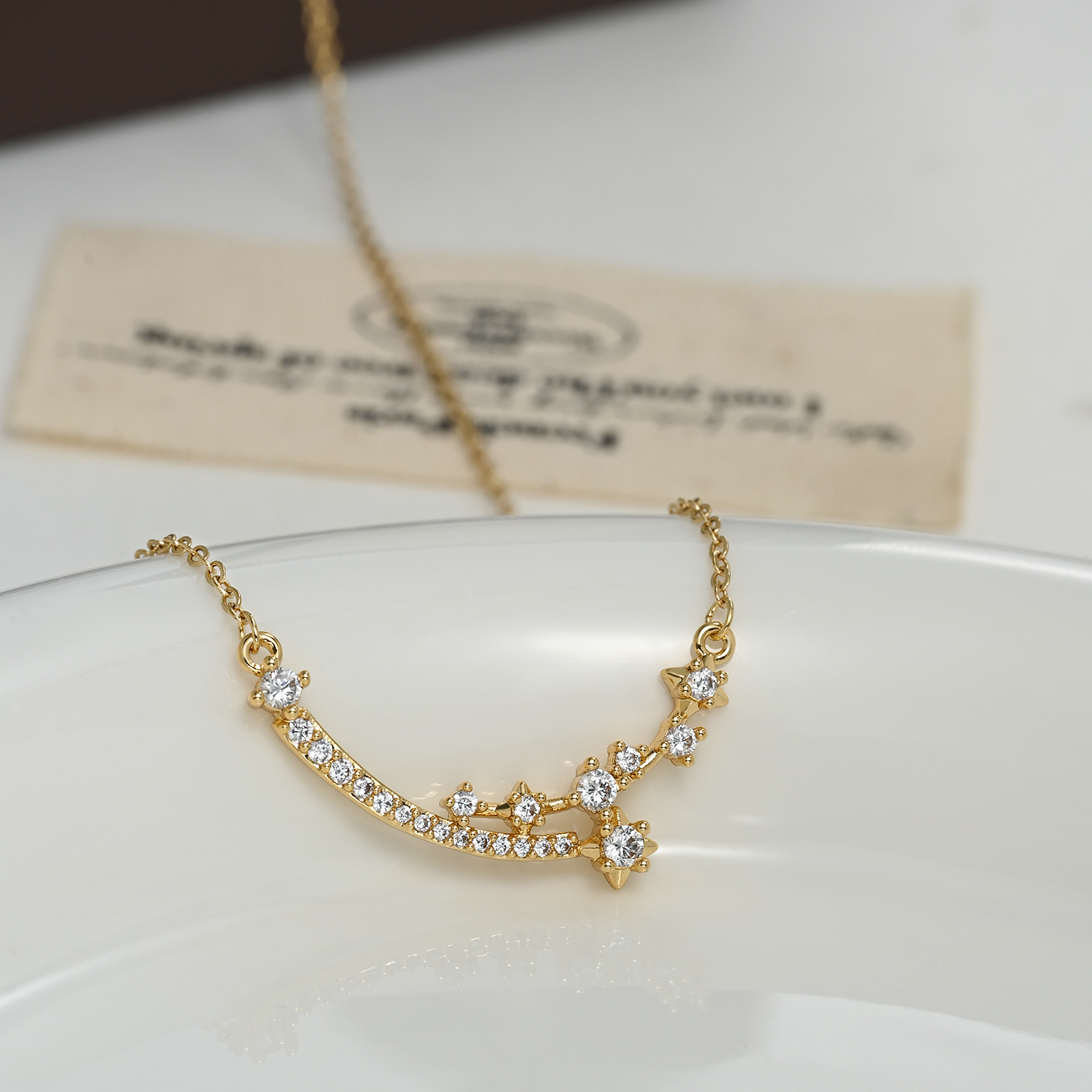 Bai Ling Jewelry, gold and silver dual-color moon and star stainless steel pendant, stone letter necklace, fashionable and versatile gift Application Scenario