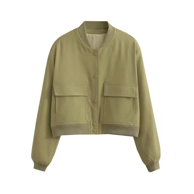 Amazon Cross-border 2026 Spring and Autumn New European and American stand-up collar large pocket high-end unisex women's jacket