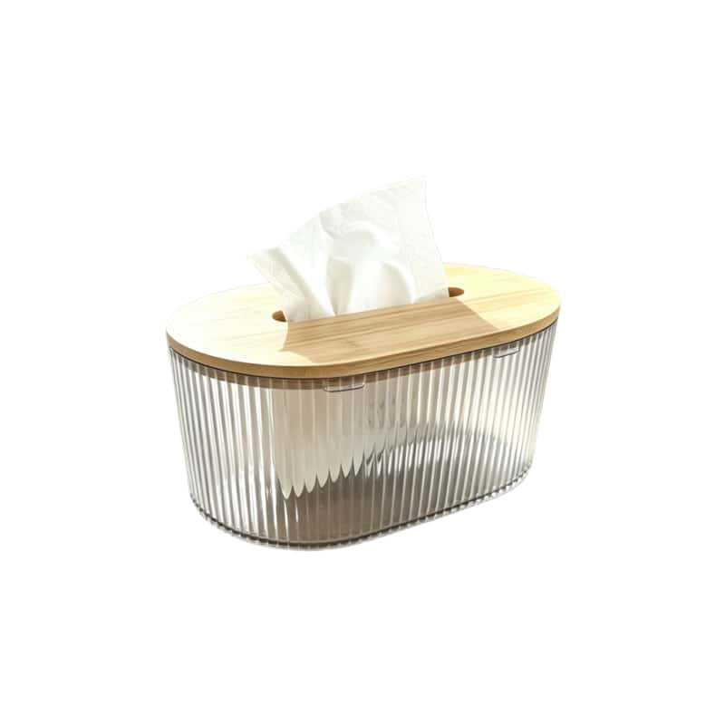 M56-7060 Nordic simple bamboo-covered tissue box, home living room coffee table tissue box, office desktop storage box Item Picture