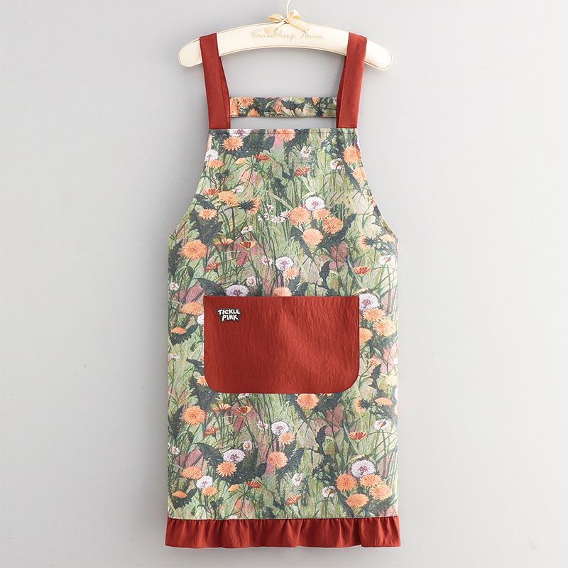 Anti-stain Korean-style apron, pure cotton, wear-resistant, kitchen and household, 2026 new style of trendy women's work clothes for the catering industry details Picture