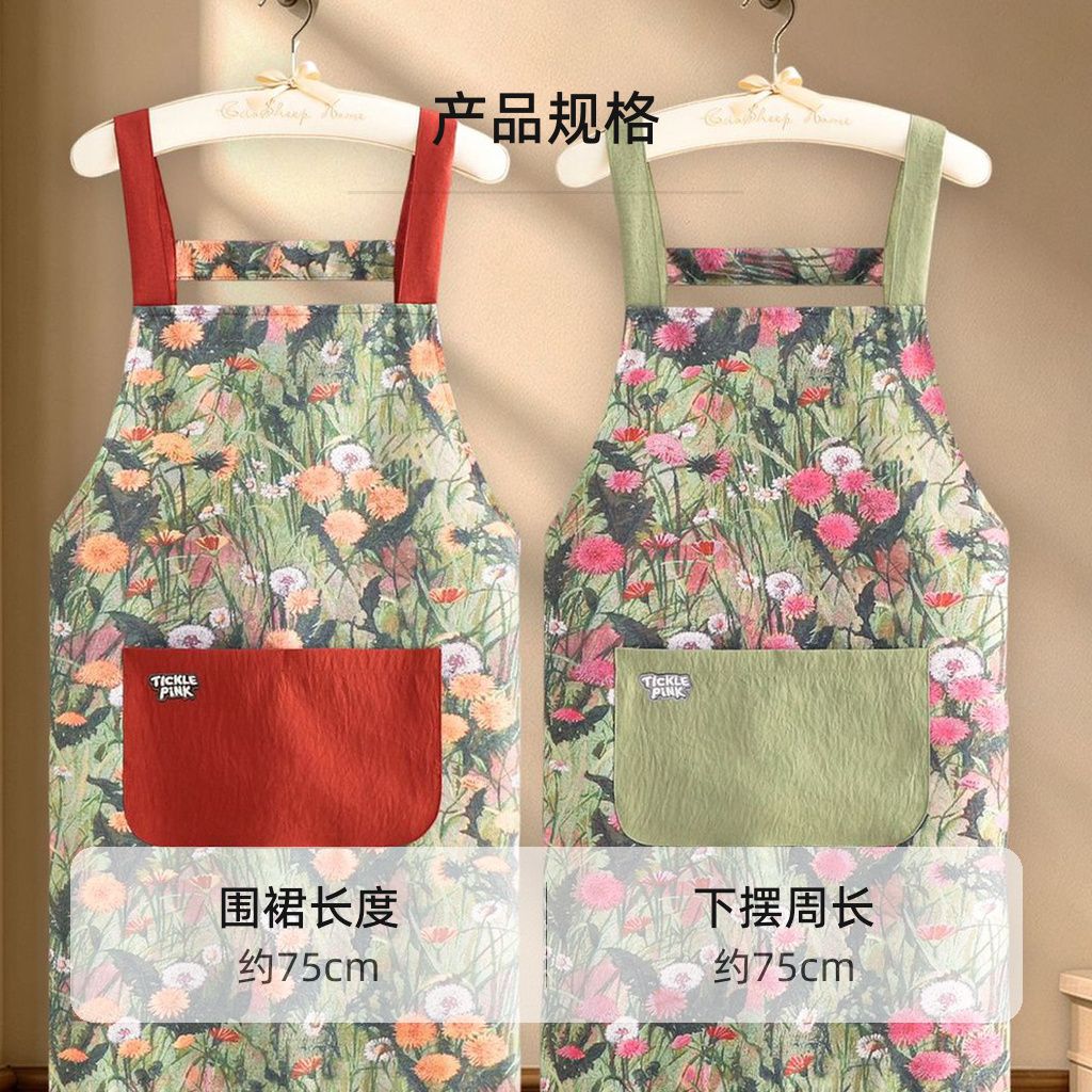 防污韩版围裙纯棉耐磨厨房家用2026新款网红餐饮专用洋气女工作服详情7