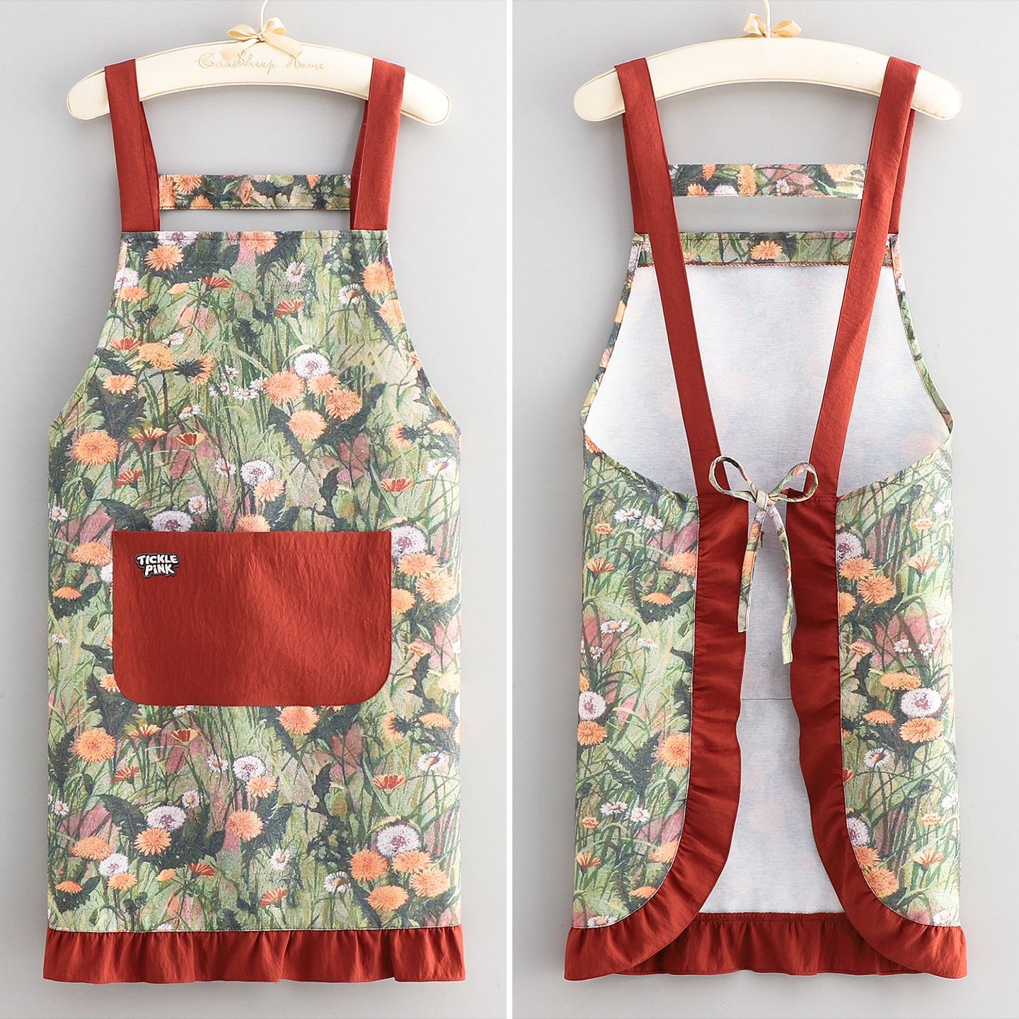 Anti-stain Korean-style apron, pure cotton, wear-resistant, kitchen and household, 2026 new style of trendy women's work clothes for the catering industry Specification image