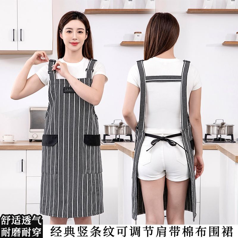 Rayas clásicas tirantes ajustables delantal de algodón para cocinar en casa polvo antimanchas resistente a la suciedad ropa de trabajo unisex Application Scenario
