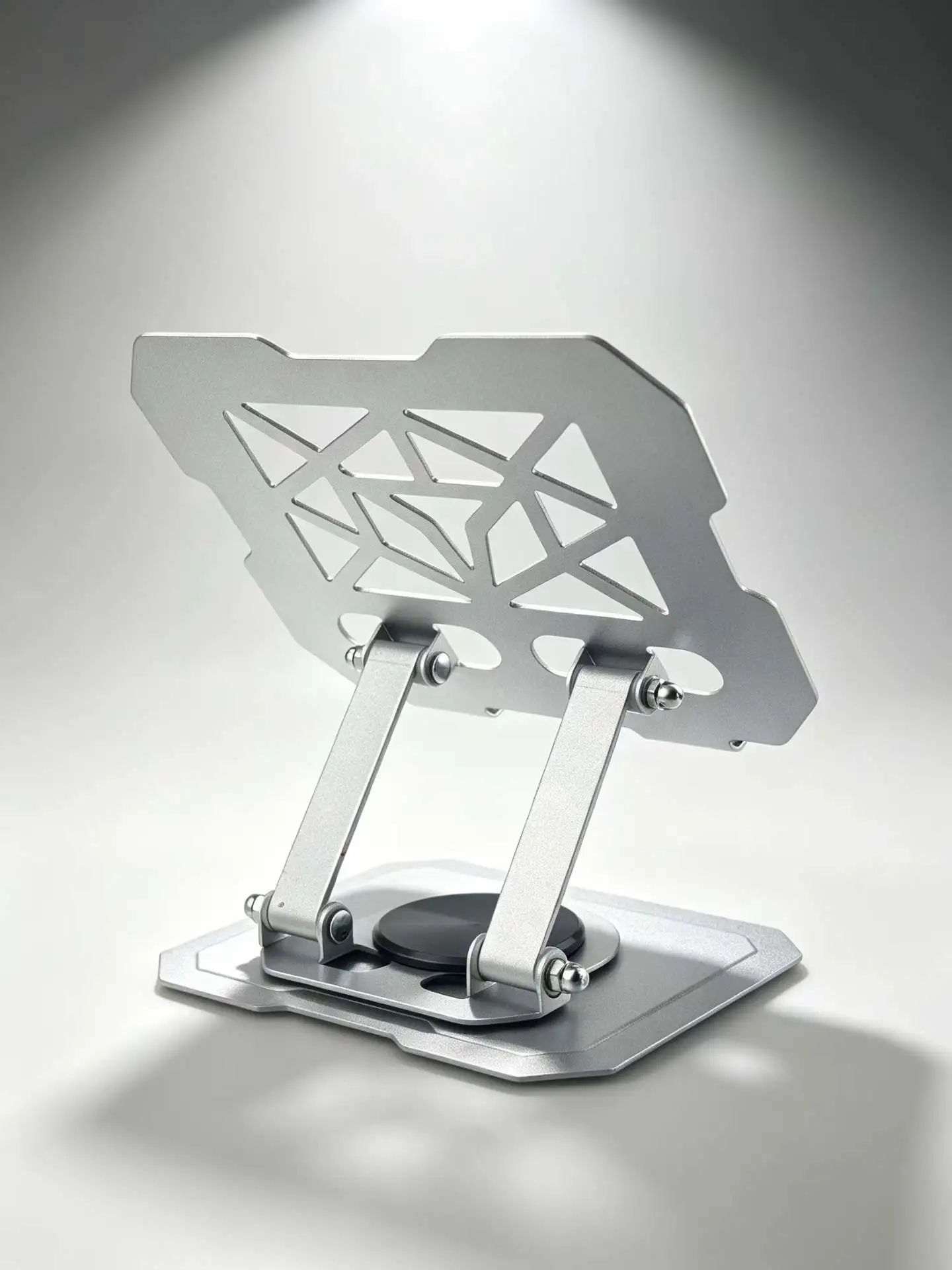 Rotating notebook stand, vertical desktop, height-increasing, hollowed-out, heat-dissipating, lift-up and foldable metal notebook computer stand detail image 7