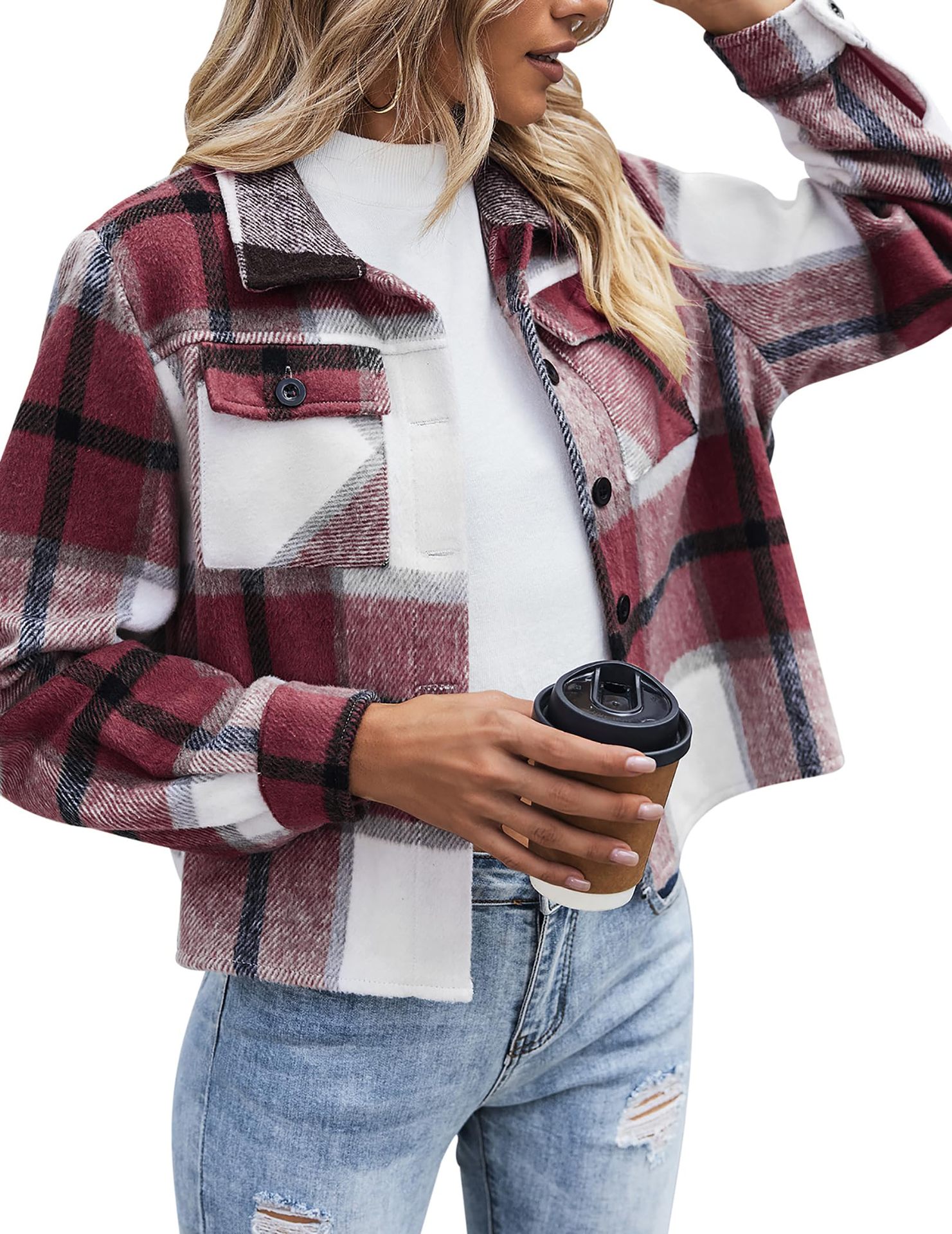 For the 2024 cross-border Amazon autumn collection, women's flannel short jackets and checked button shirts are available Application Scenario