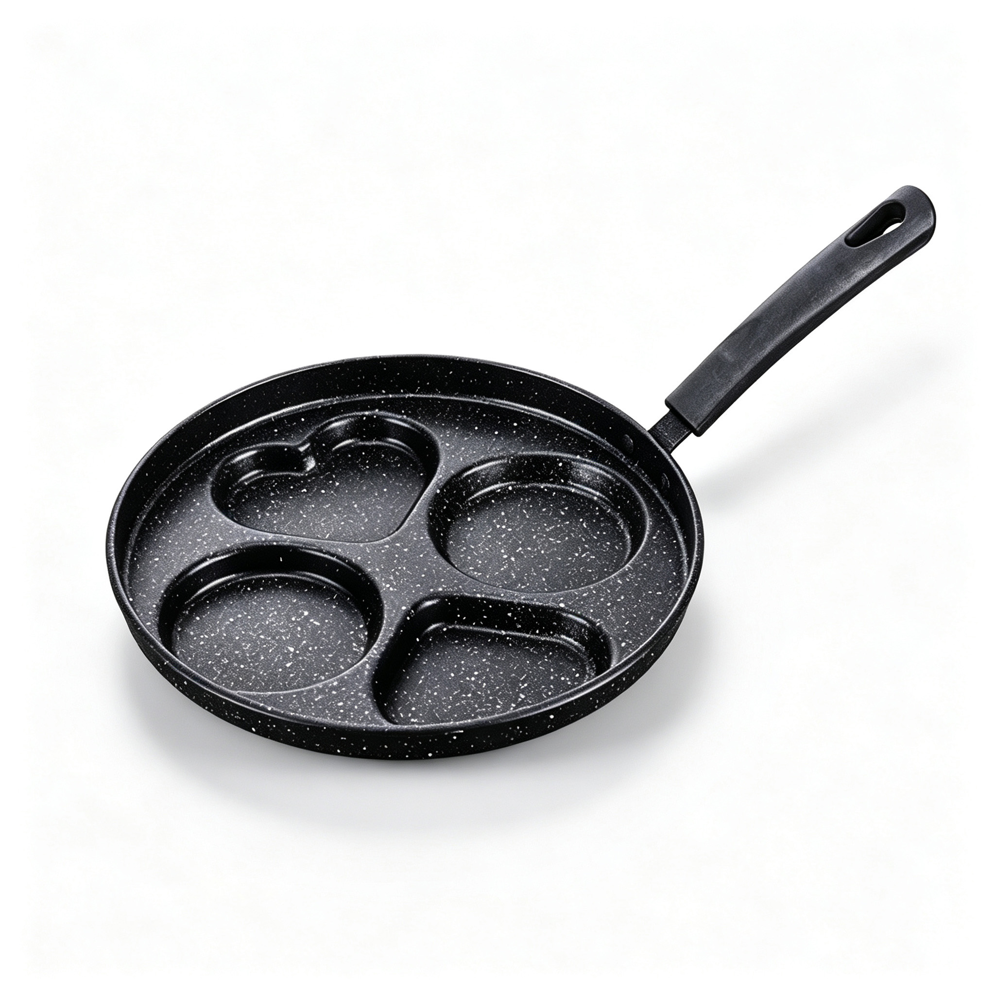 CGUCOOK Cross-border Four-hole Non-stick Frying pan, egg frying pan, Double Round double heart breakfast egg Burger pan, non-stick pan, new household egg frying pan, flat pan Item Picture