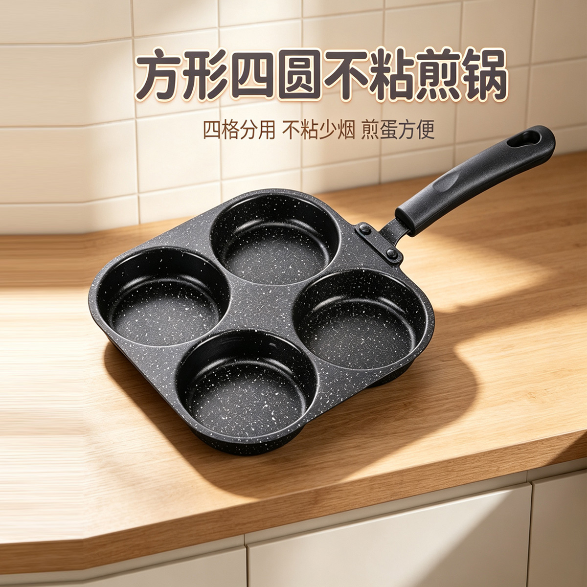 CGUCOOK跨境方形四圆不粘煎锅煎蛋锅早餐鸡蛋汉堡锅不沾锅煎家用新款煎锅详情1