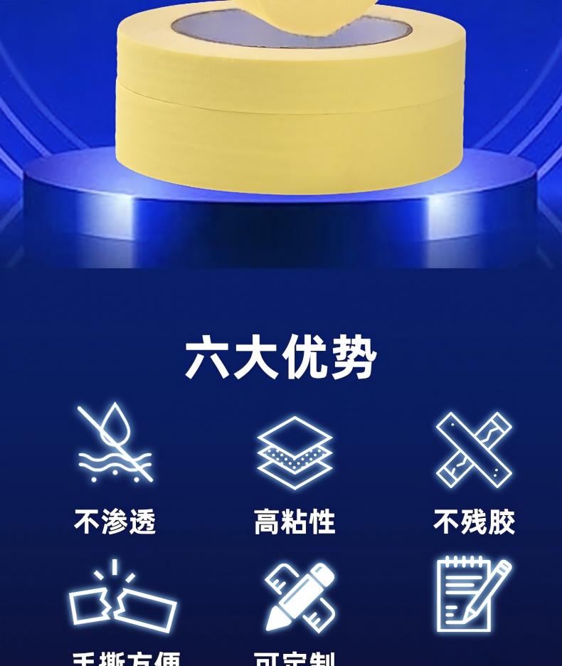 Wholesale of car masking tape, spray paint masking tape, yellow easy-tear, non-residue, baking varnish protective masking tape pic 2