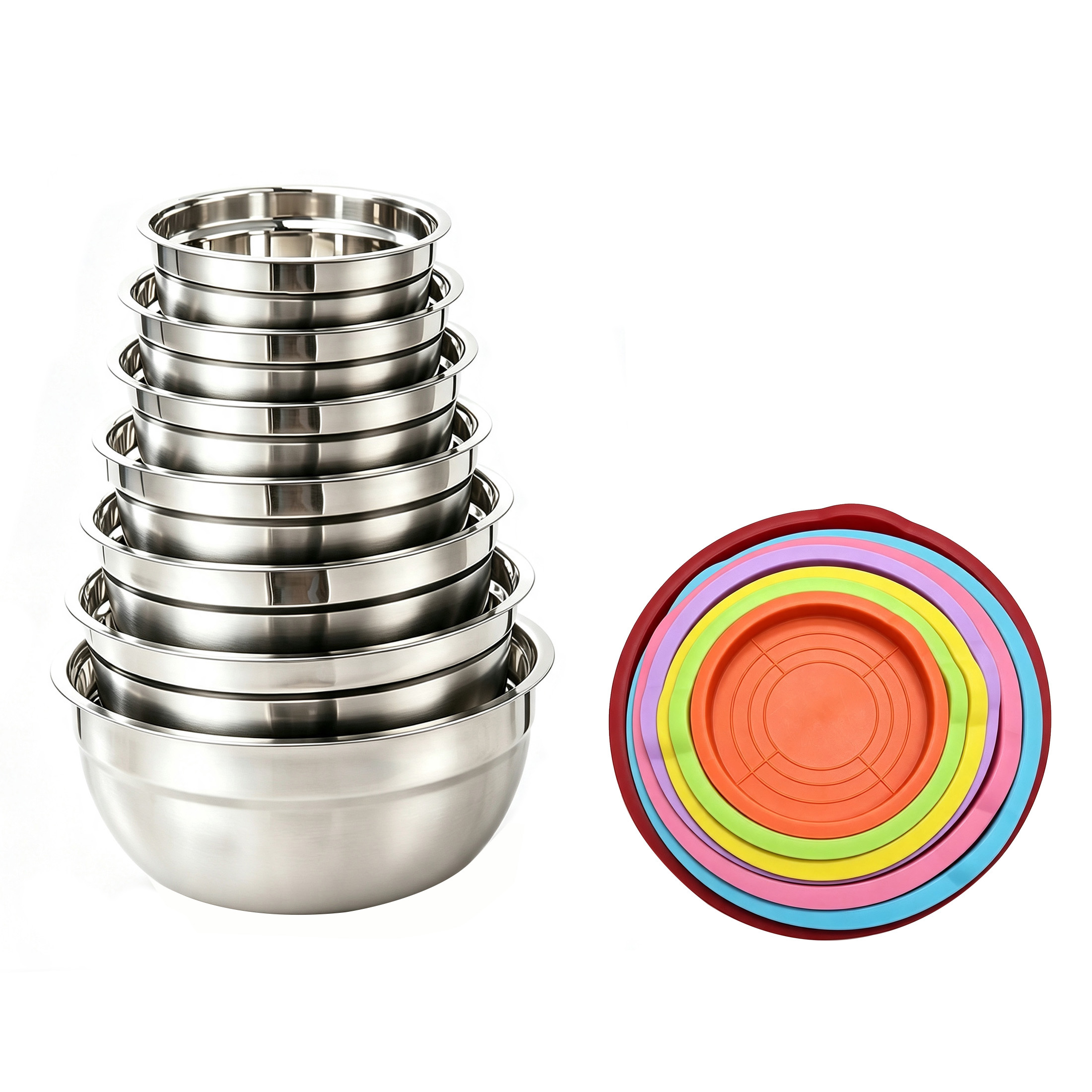 CGUCOOK thickened stainless steel salad bowl, colorful salad bowl set, egg beater bowl with lid, kitchen baking and cooking bowl, multi-functional fruit bowl Application Scenario