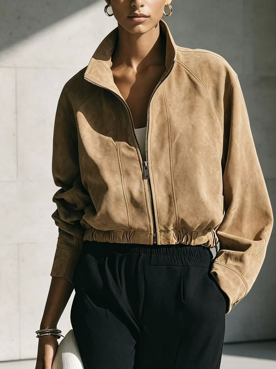 In addition to the 2026 autumn new style of European and American cross-border trade French retro high-end texture fashionable and trendy suede jacket Item Picture