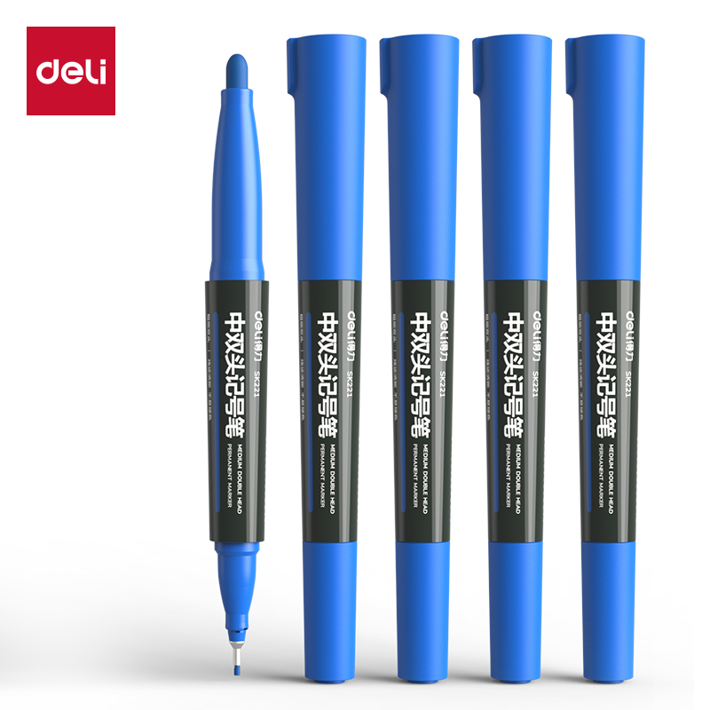Deli SK221 double-headed Marker Pen (Blue)
