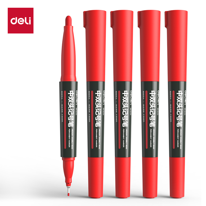 Deli SK221 Double-headed Marker Pen (Red)(piece)