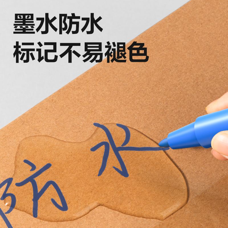 Delisida 6824 Small Double-headed Marker Pen (Blue) details Picture