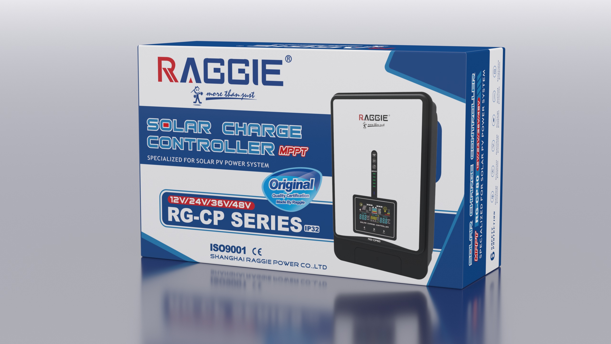 RAGGIE high-end MPPT solar controller, Bluetooth iot remote monitoring, cast aluminum shell, color screen touch, 60A home and commercial energy storage controller Specification image